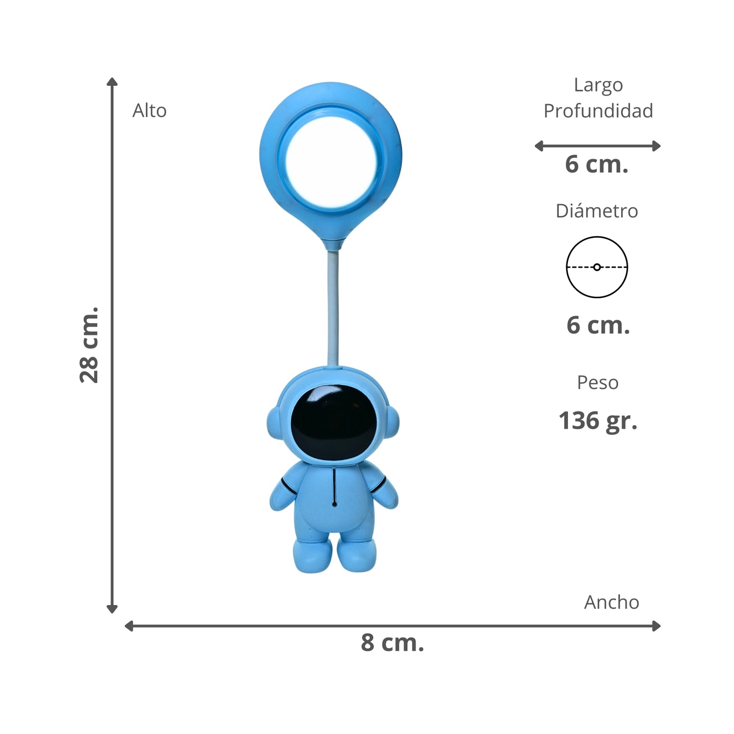 Lampara de Mesa Led Recargable Astronauta Celeste