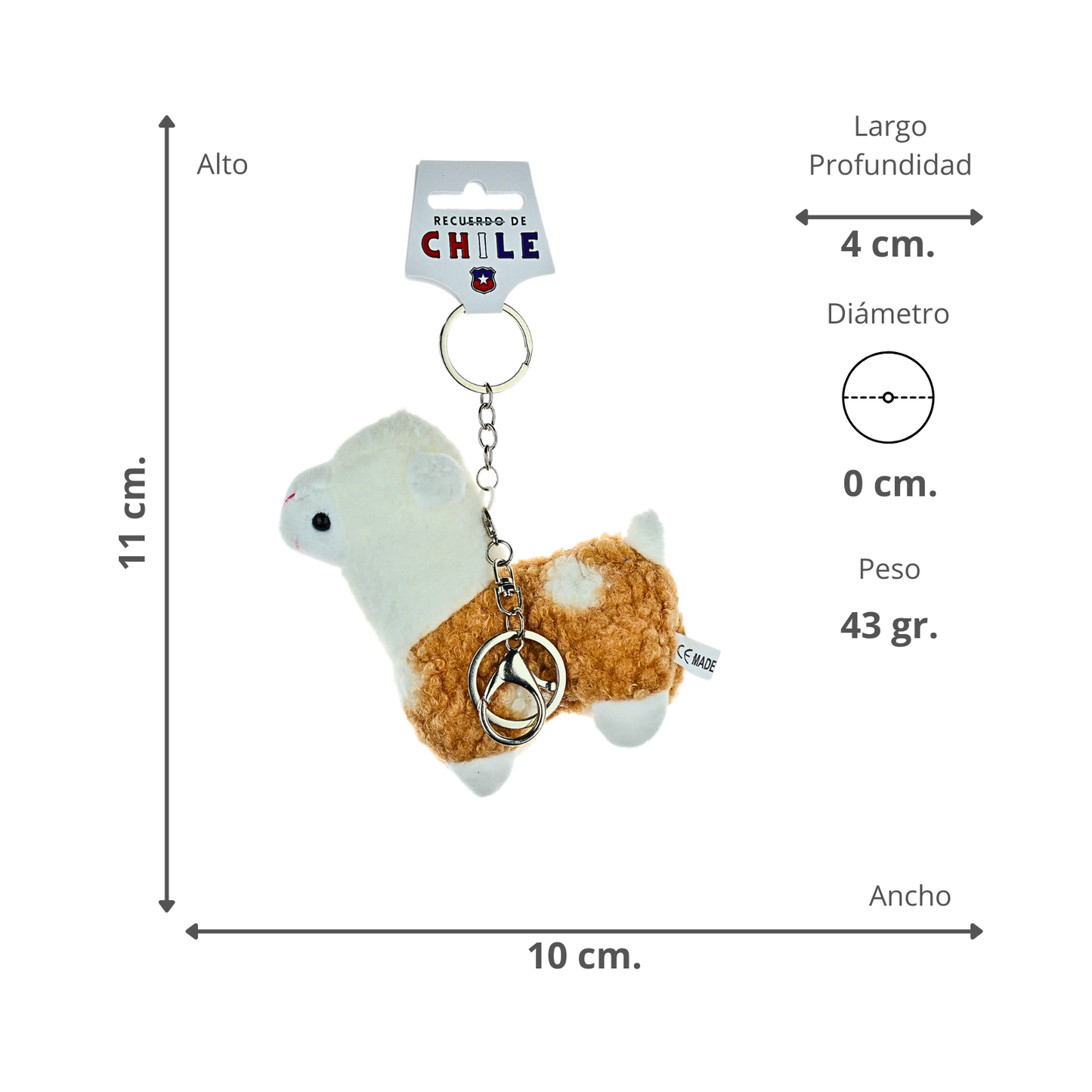 Llavero de Peluche Souvenir de Chile Alpaca