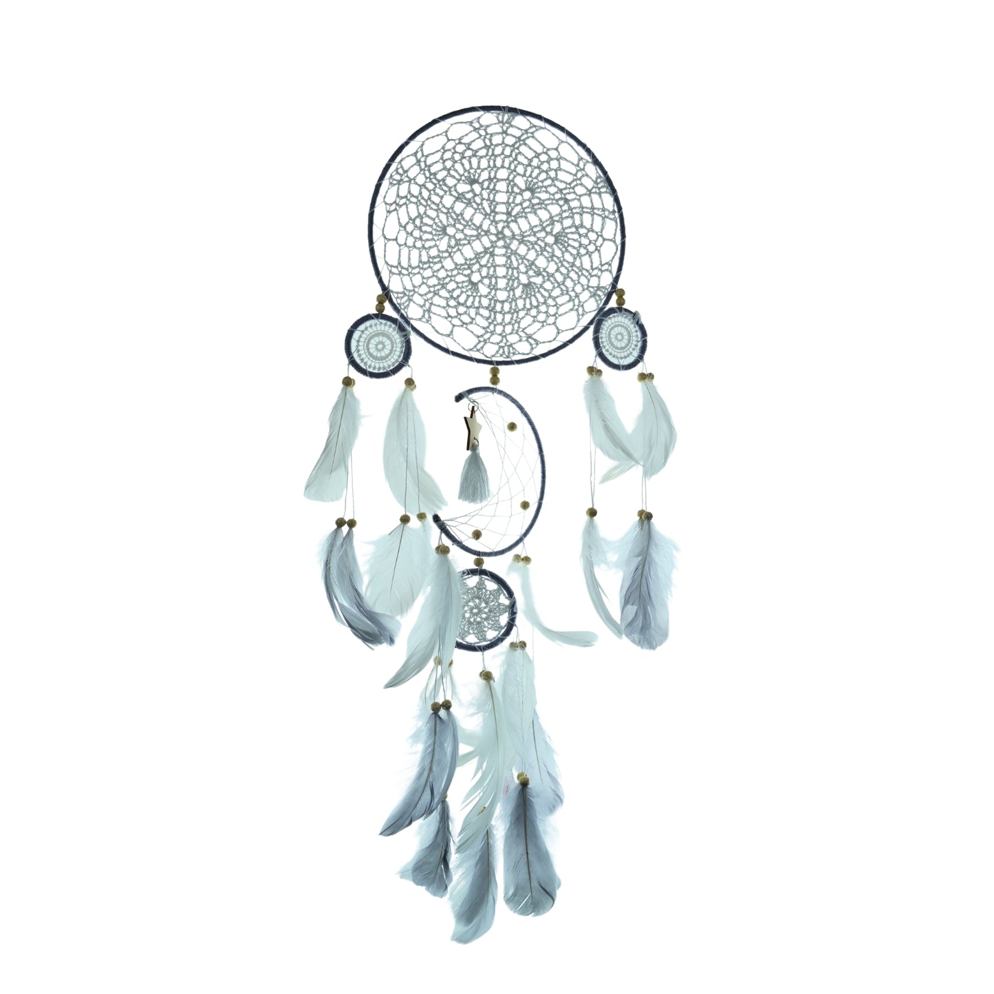 Atrapasueños Decoración Colgante Con Plumas 5 Unidades Gris
