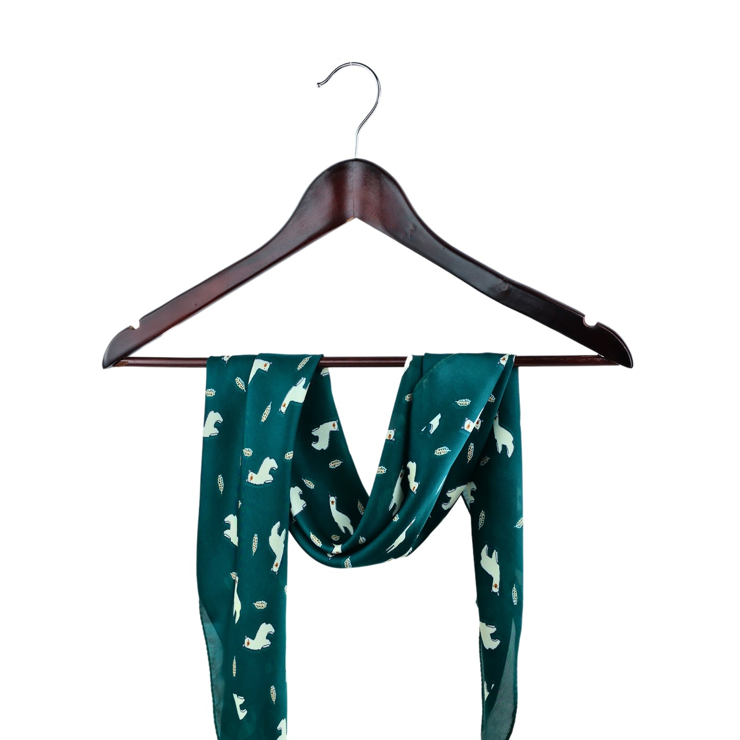 Pañuelo Liso Tipo Seda Unisex Diseño De Alpaca Verde