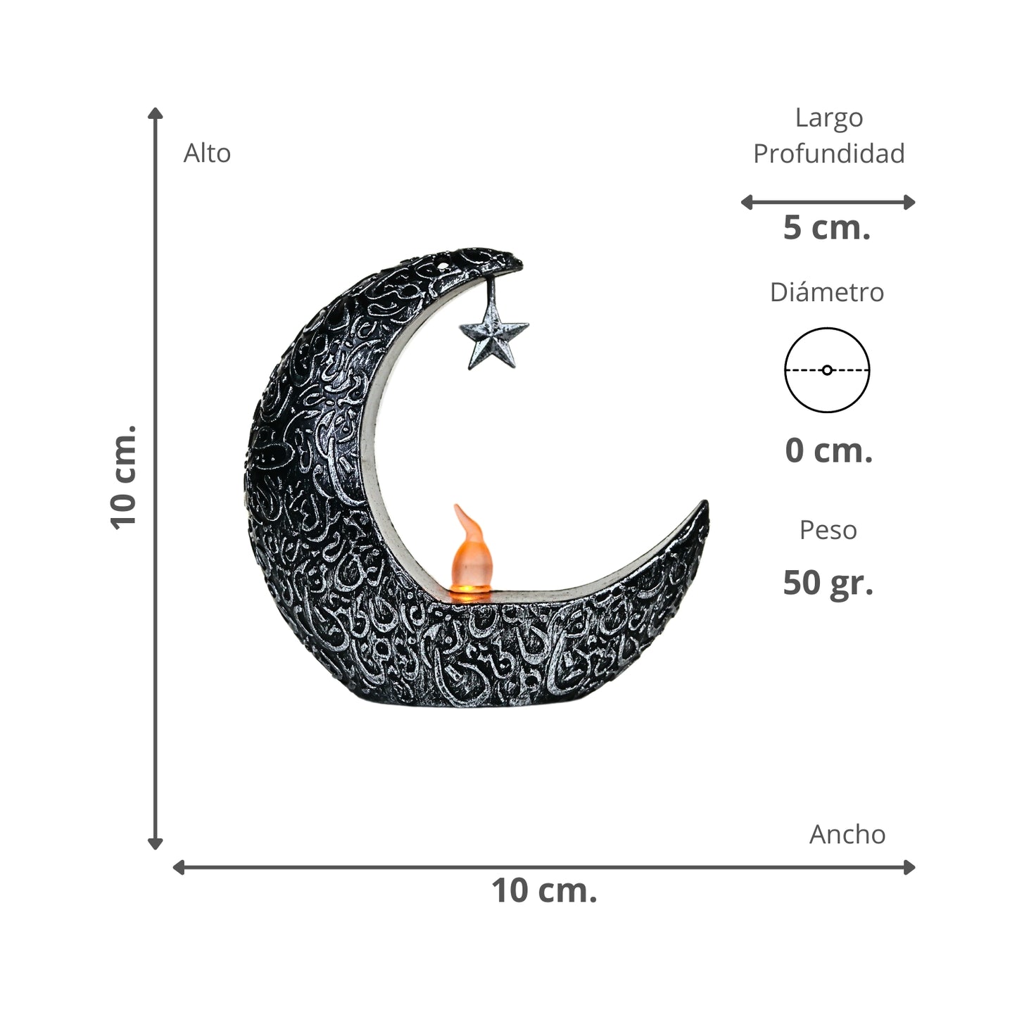 Lampara Led Candelabro de Luna Arabe Negro