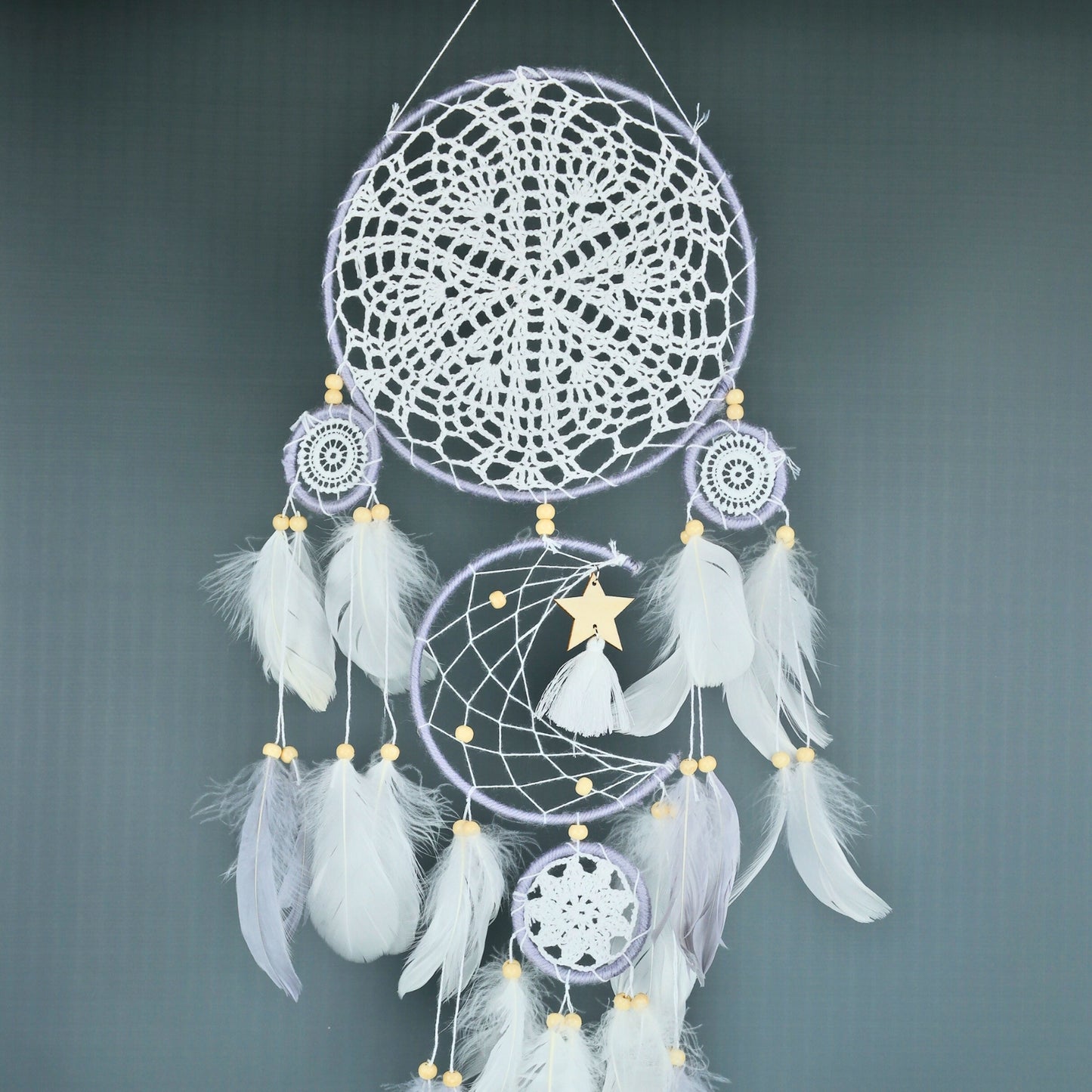 Atrapasueños Decoración Colgante Con Plumas 5 Unidades Gris