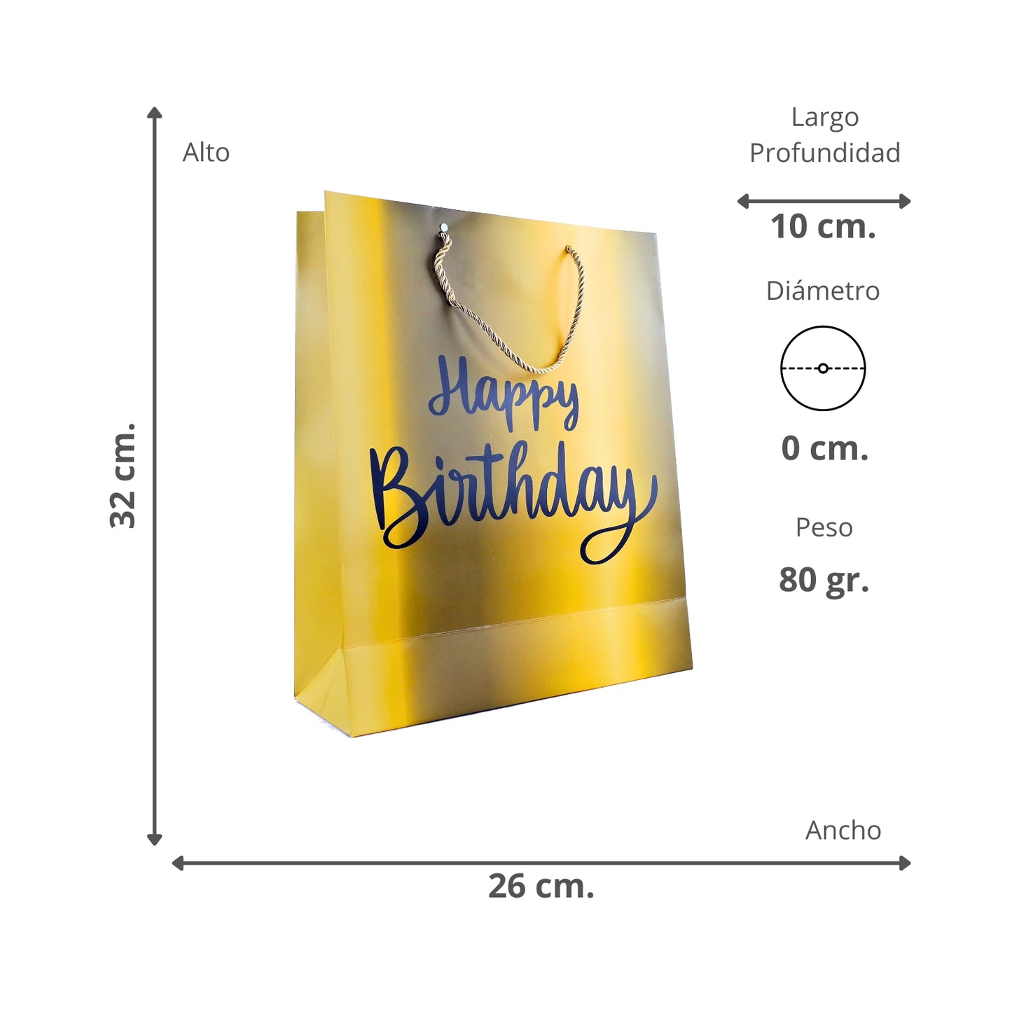 Bolsas Happy Birthday 32 X 26 X 10 Amarillo