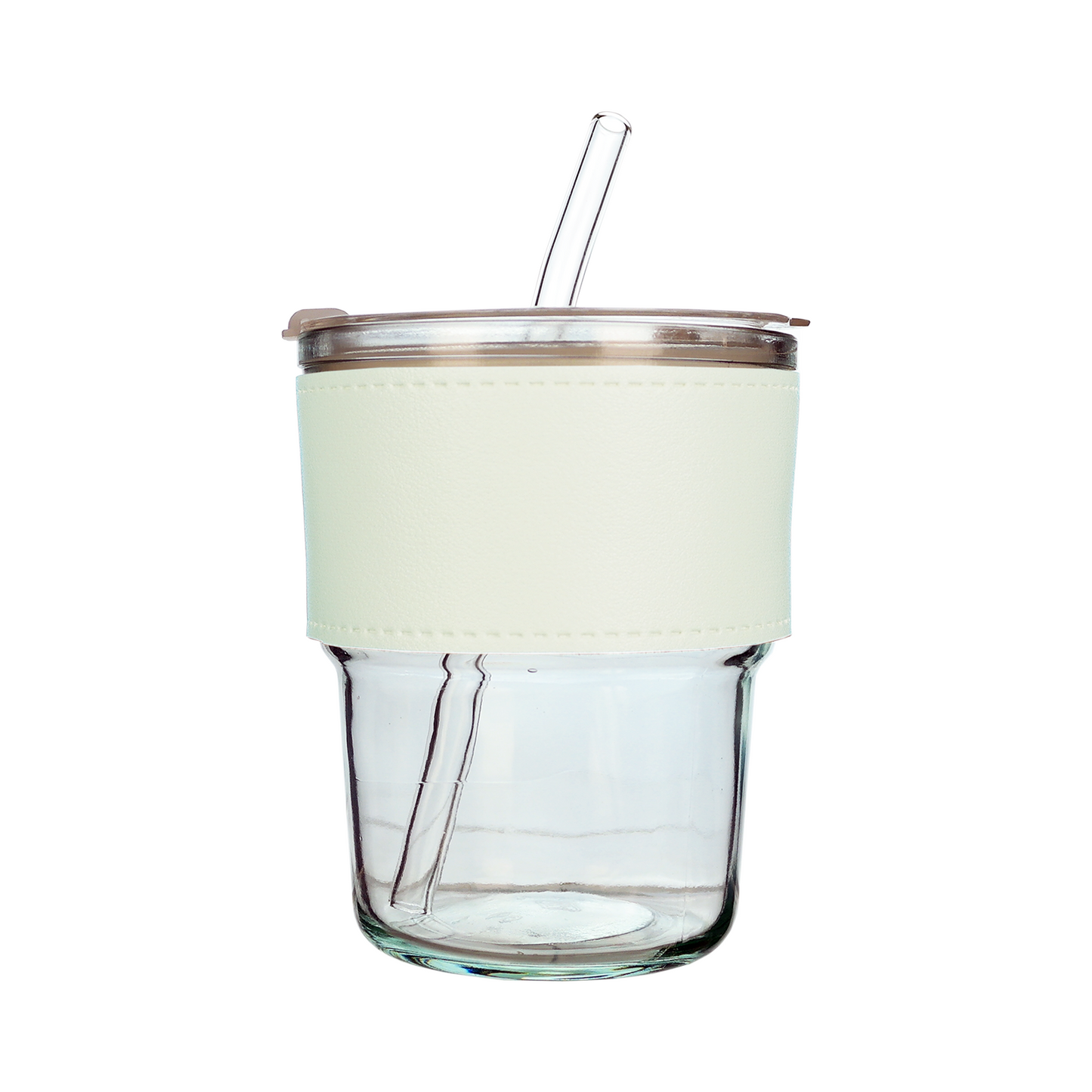 Vaso Vidrio Hermético Con Bombilla Y Tapa Blanco
