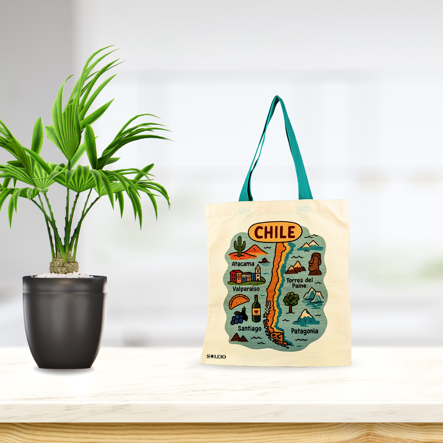 Tote Bag de Lona Mapa de Chile