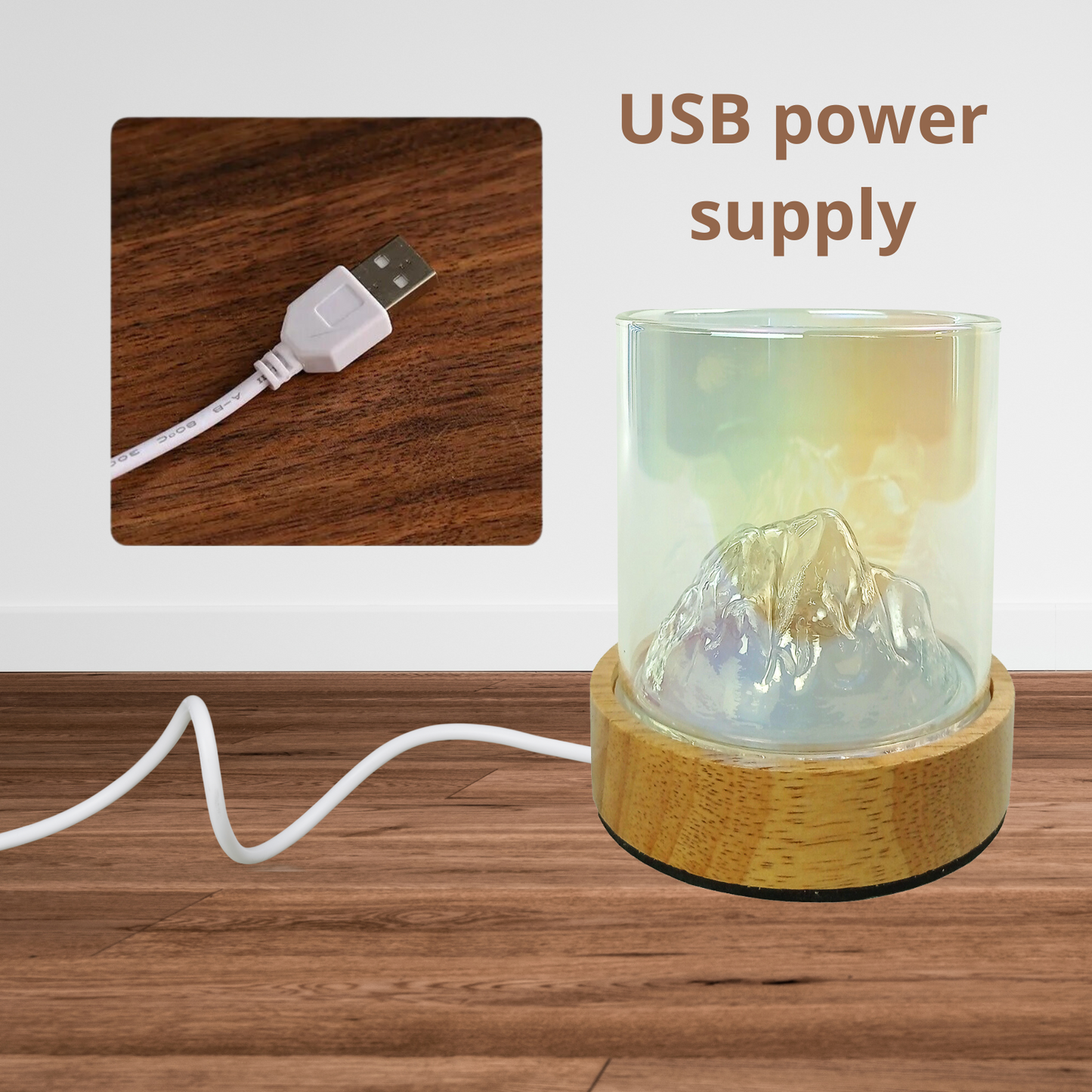 Lampara Led Deco Con Diseño De Montañas Chinas Bronce