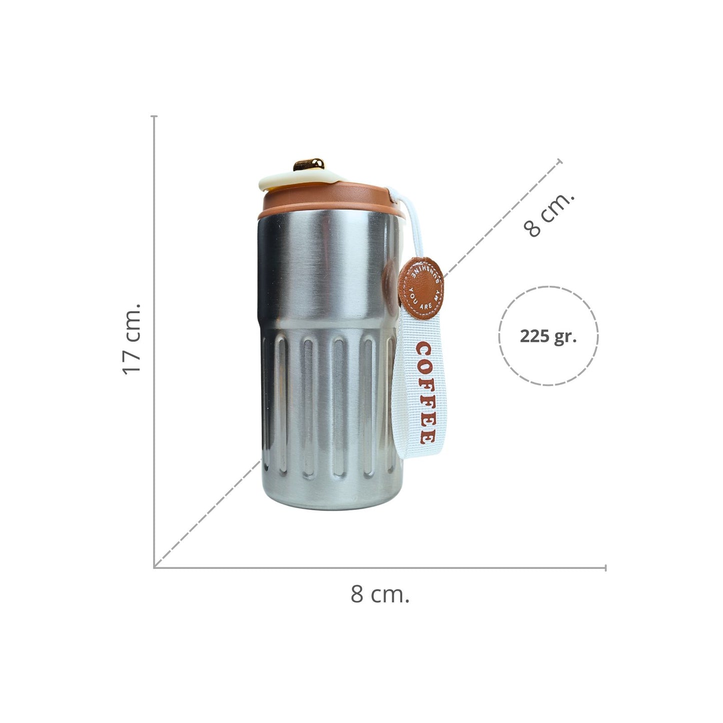 Vaso Térmico de Acero Inoxidable Termómetro 460 ml Plateado