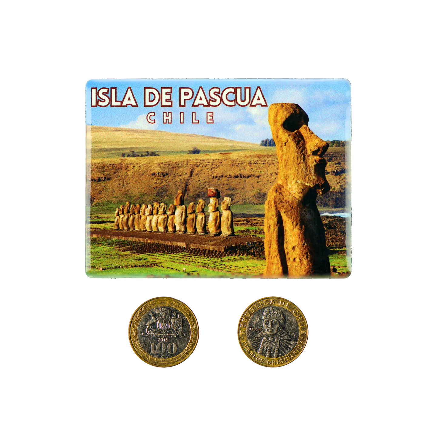 Imán Cerámico Liso Souvenir de Chile Isla de Pascua