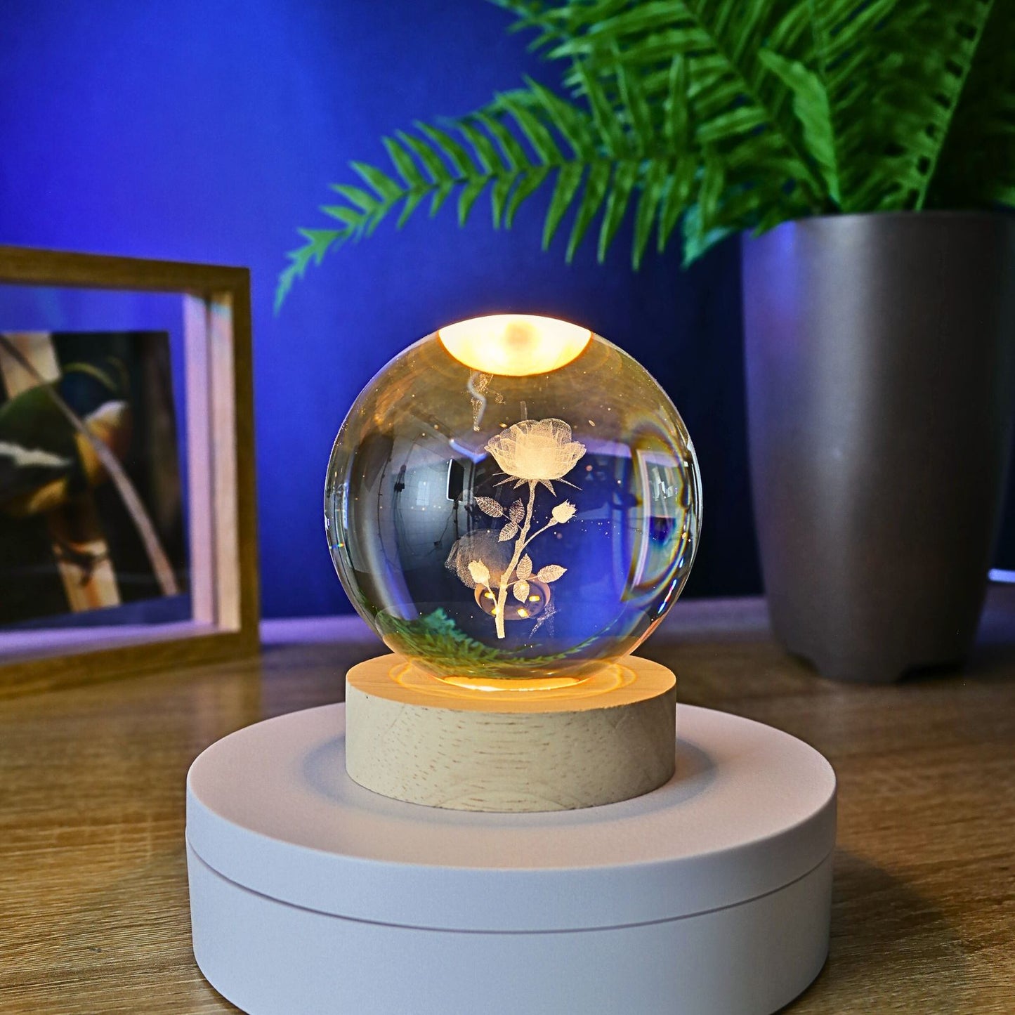 Lampara Bola De Cristal LED Rosa