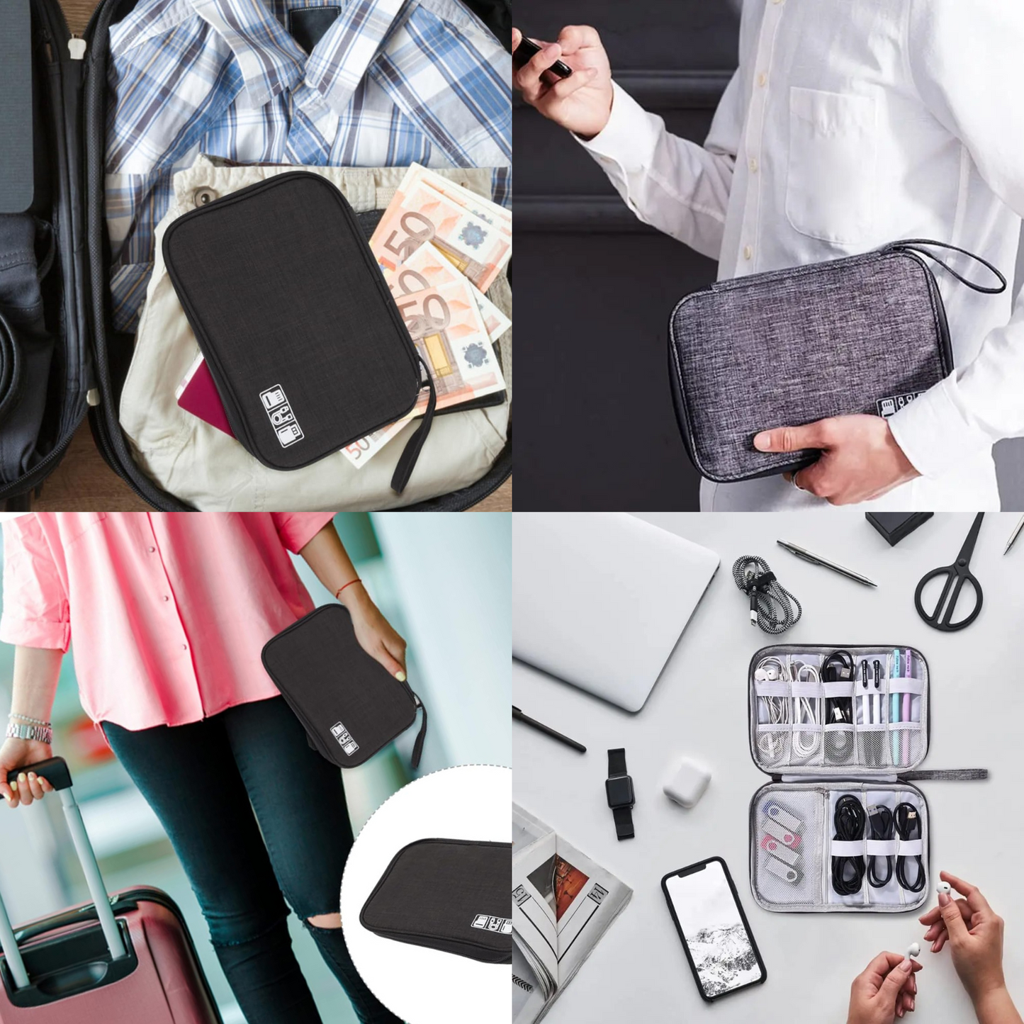 Bolso Organizador Para Cables De Viaje Azul