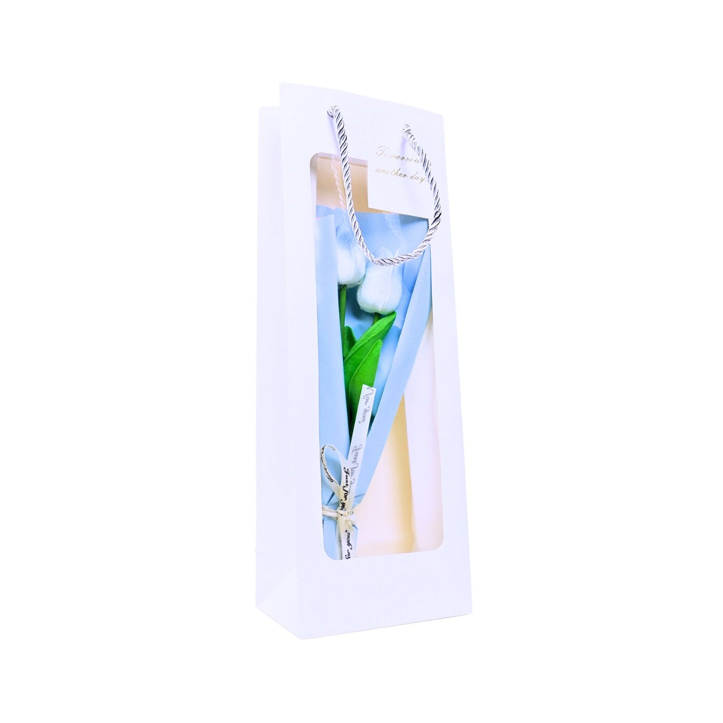 Caja De Regalo Con Flor De Tulipán Eterno Azul