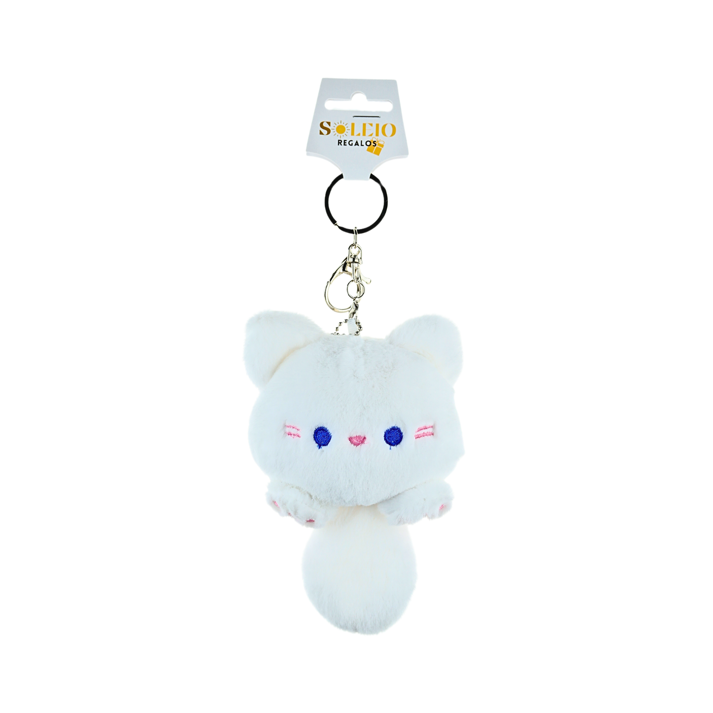Llavero de Peluche Colgante Gatito Cute Blanco