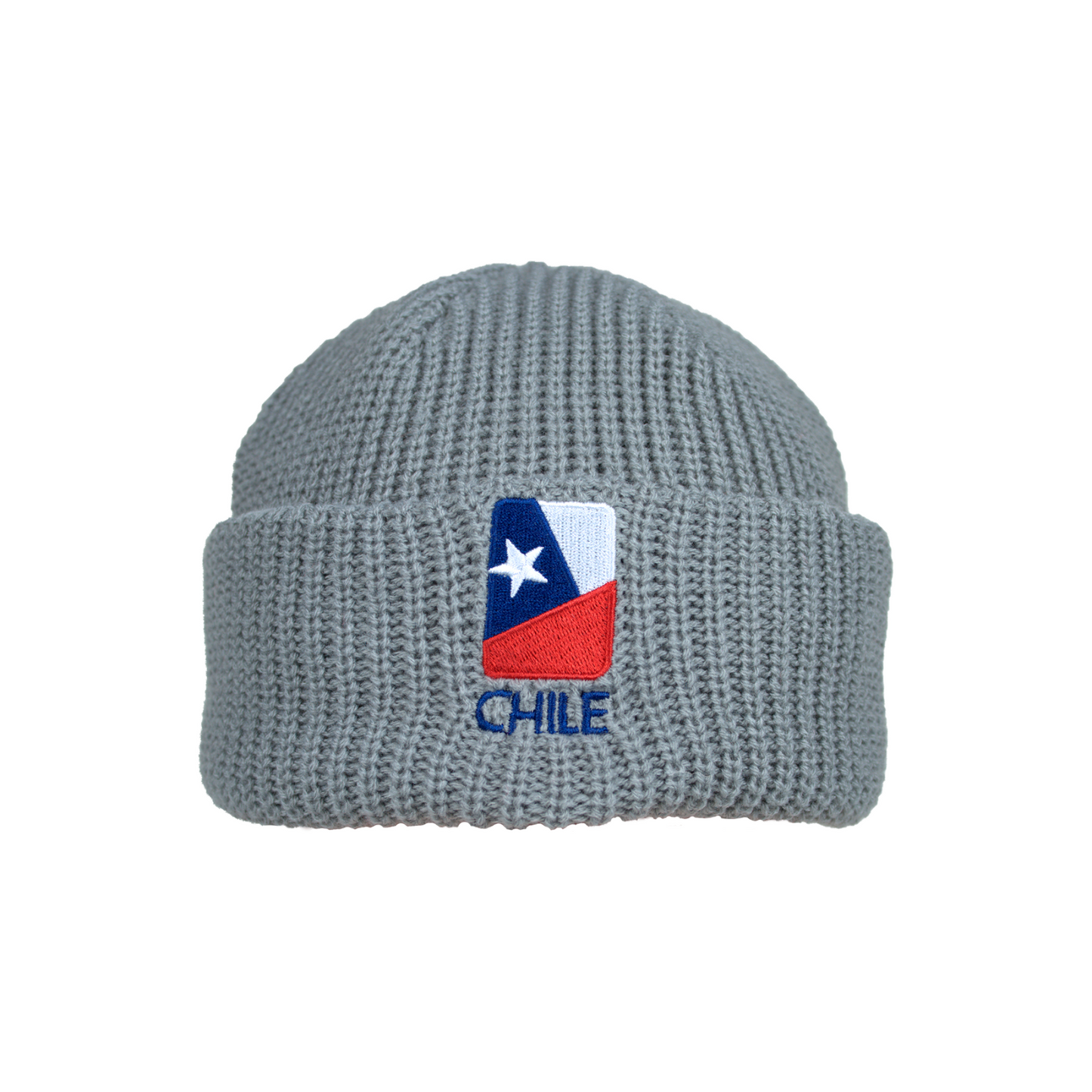 Gorro Beanie Bordado Con Diseños De Chile Gris Bandera