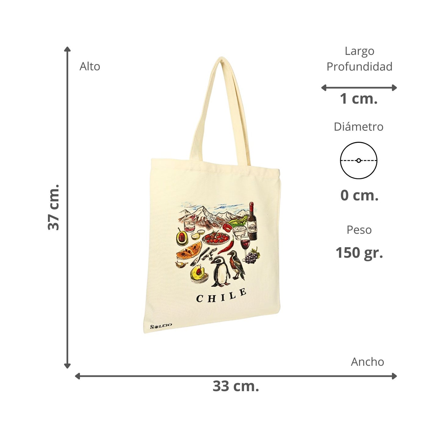 Bolsa de Lona Ecológica Gastronomía Chile