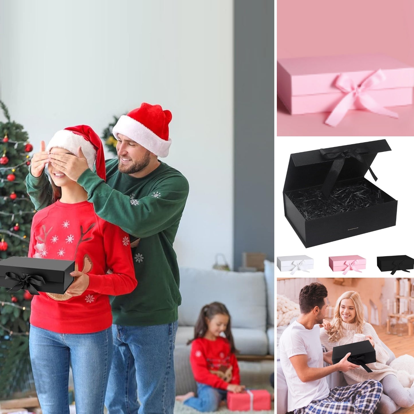 Gift Box Caja Para Regalos Con Tapa Premium Tamaño M Negro