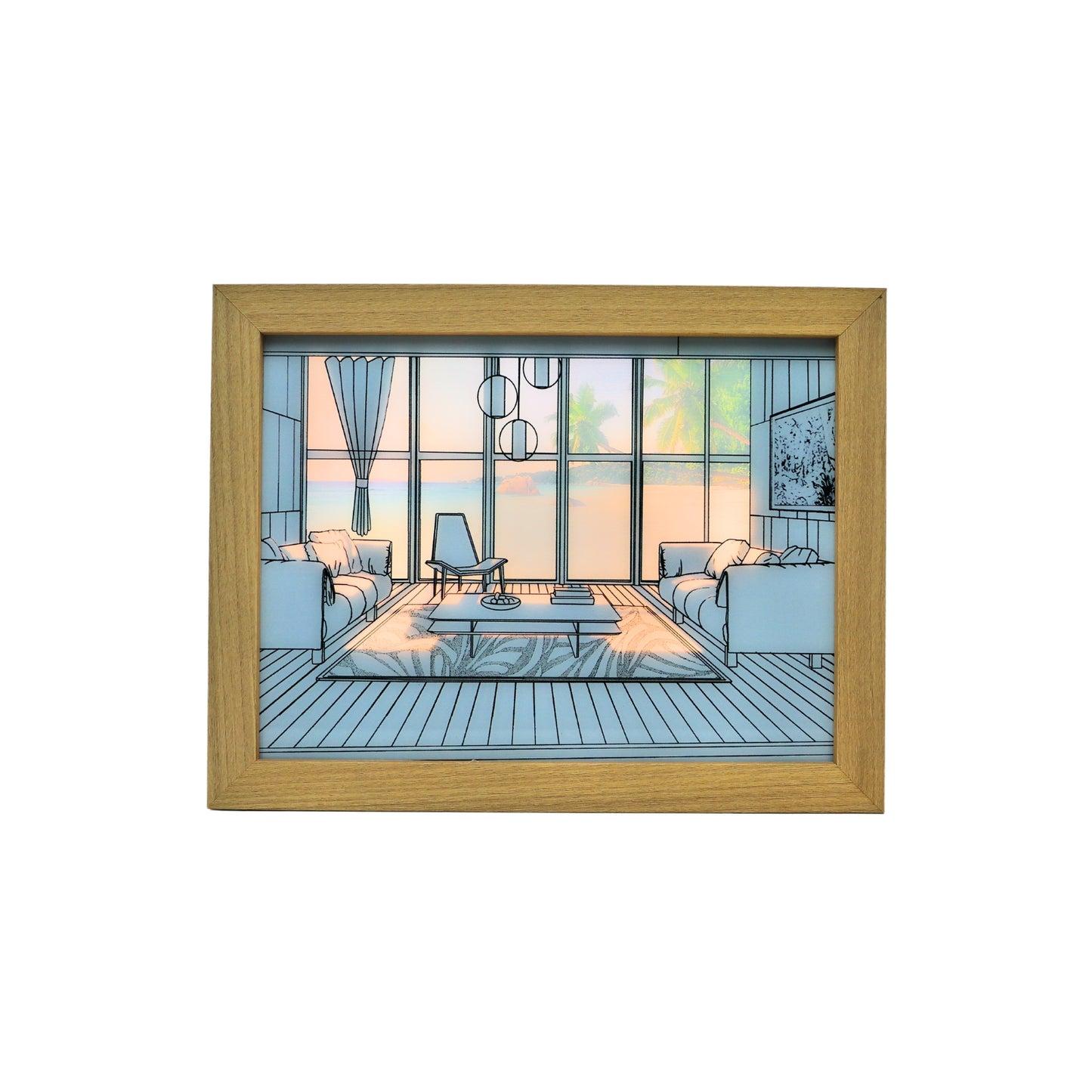 Lampara Led Cuadro De Pintura Decorativo El Mar