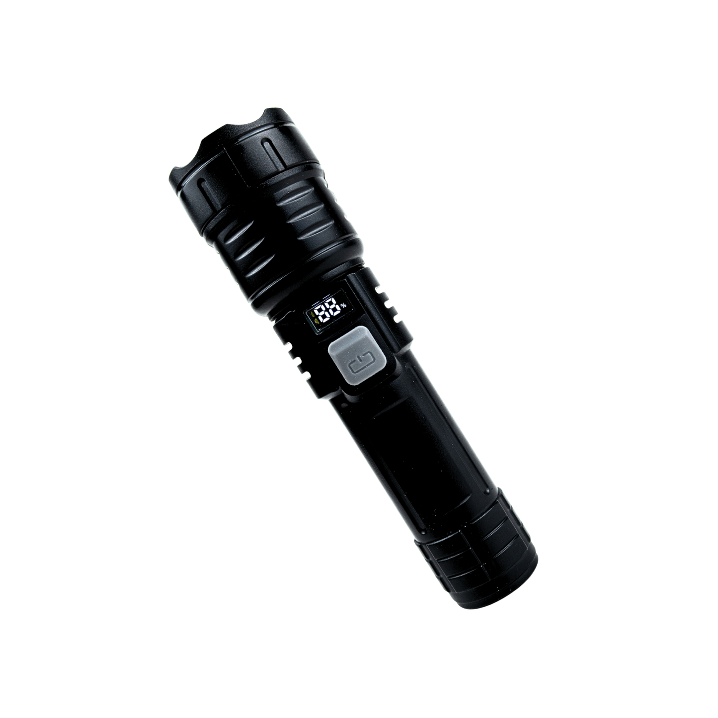 Linterna LED COB Recargable con Zoom y Pantalla Indicadora
