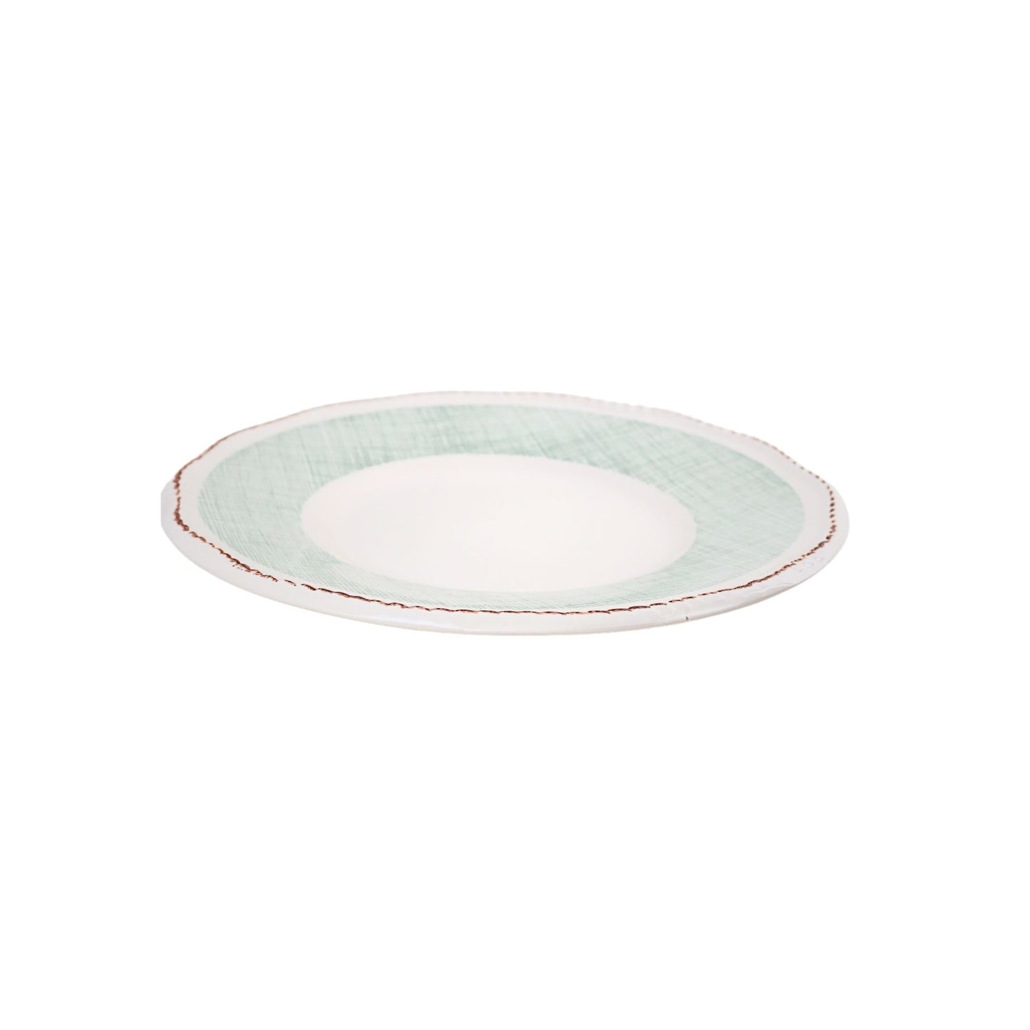 Plato Bajo de Cerámica Esmaltada Diseño Tartán Verde