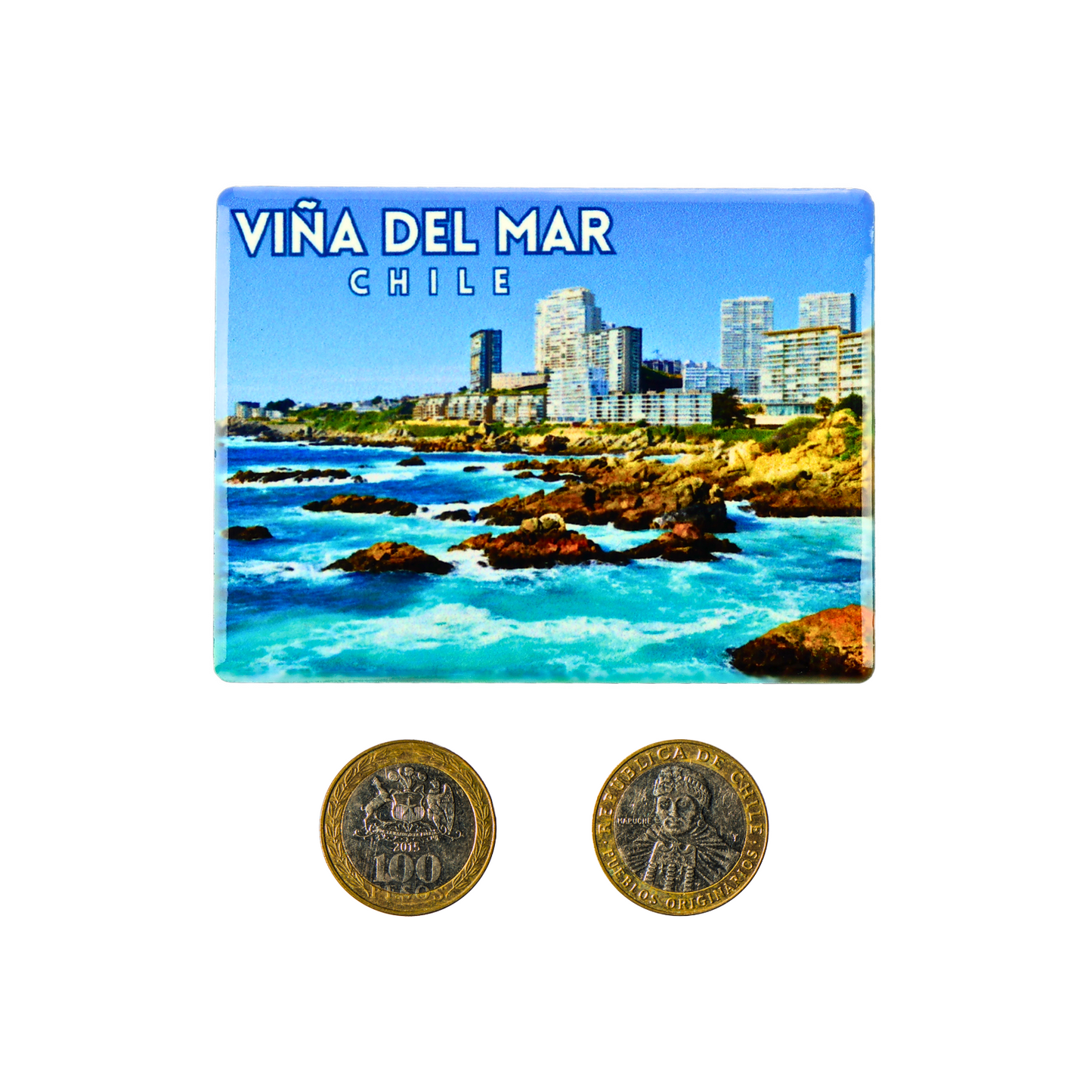 Imán Cerámico Liso Souvenir de Chile Viña del Mar