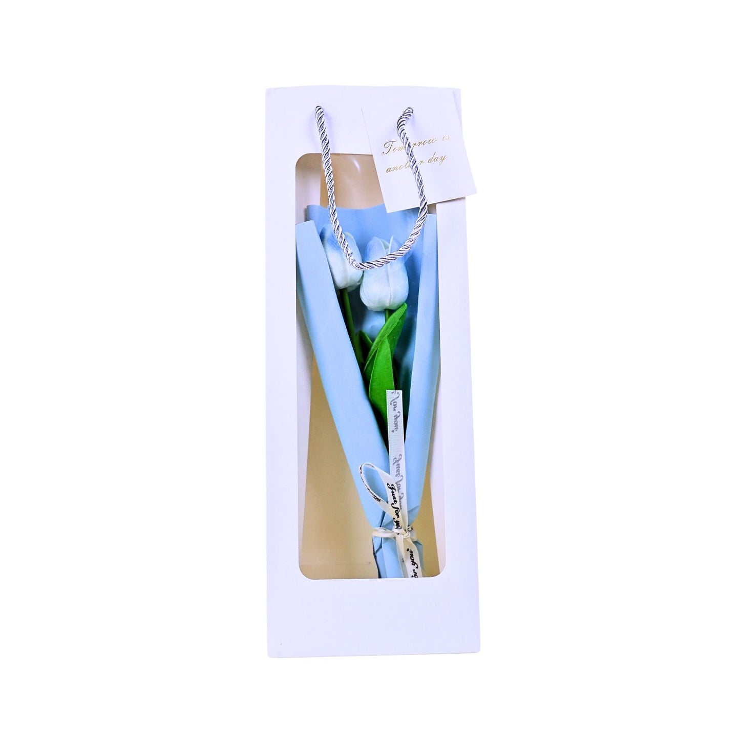 Caja De Regalo Con Flor De Tulipán Eterno Azul