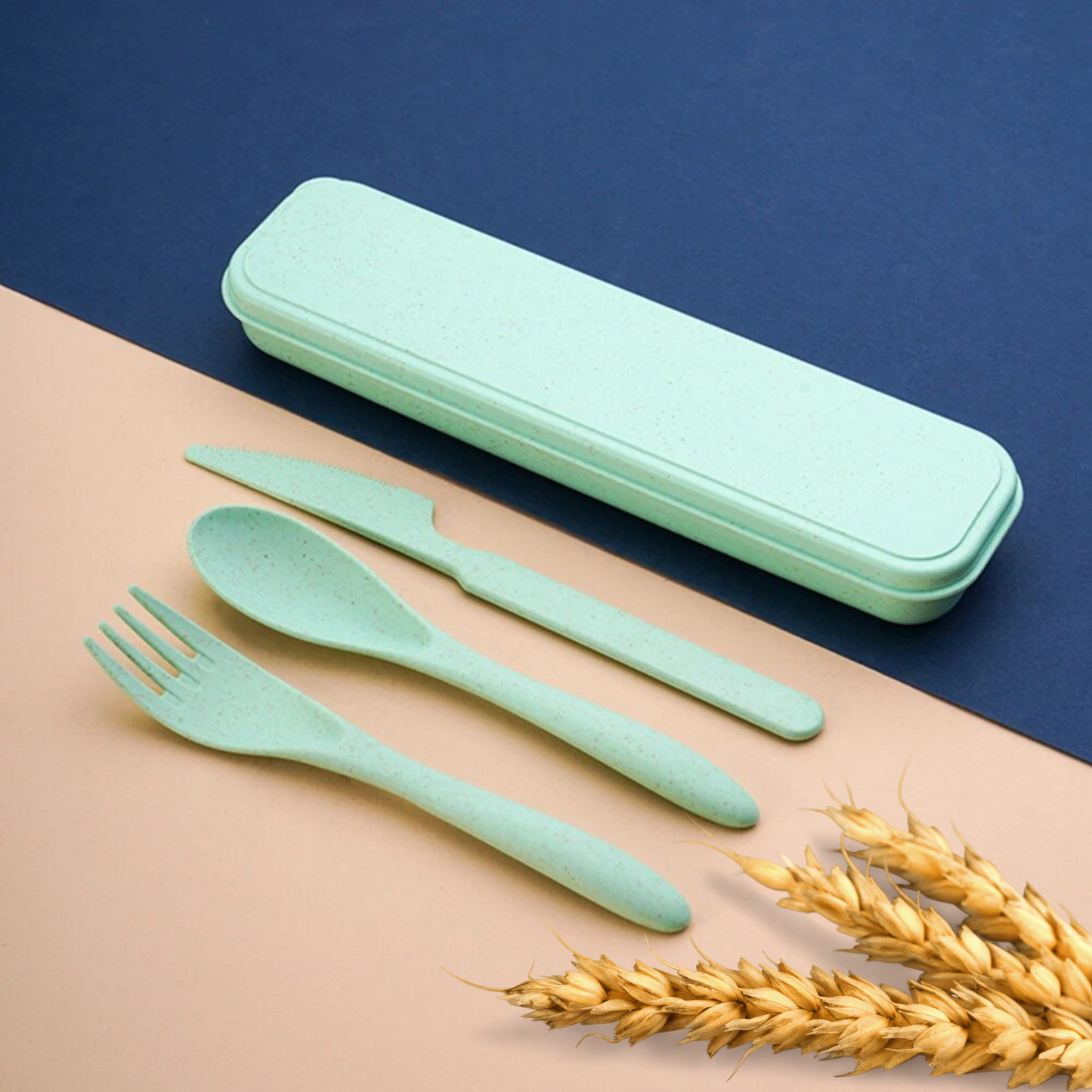 Set Cubiertos De Trigo Ecológico BPA Free Verde