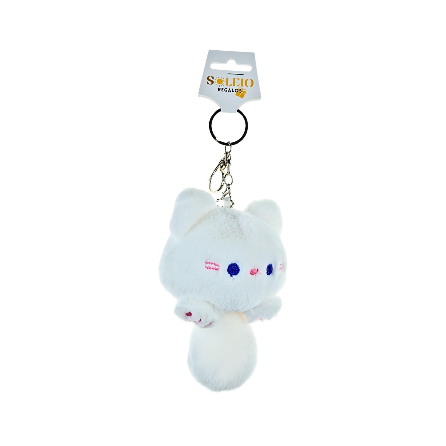 Llavero de Peluche Colgante Gatito Cute Blanco