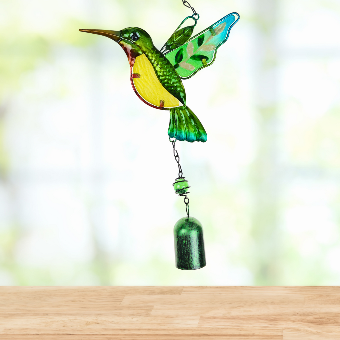 Colgante Campana De Viento Colibrí Vintage Verde