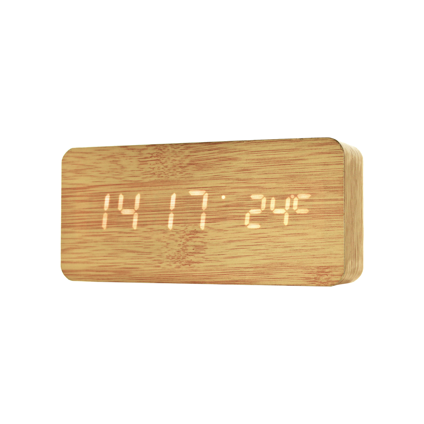 Reloj Digital LED Tipo Madera Zen Marrón