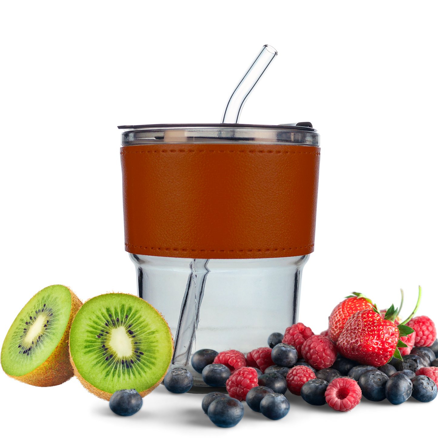 Vaso Vidrio Hermético Con Bombilla Y Tapa Negro
