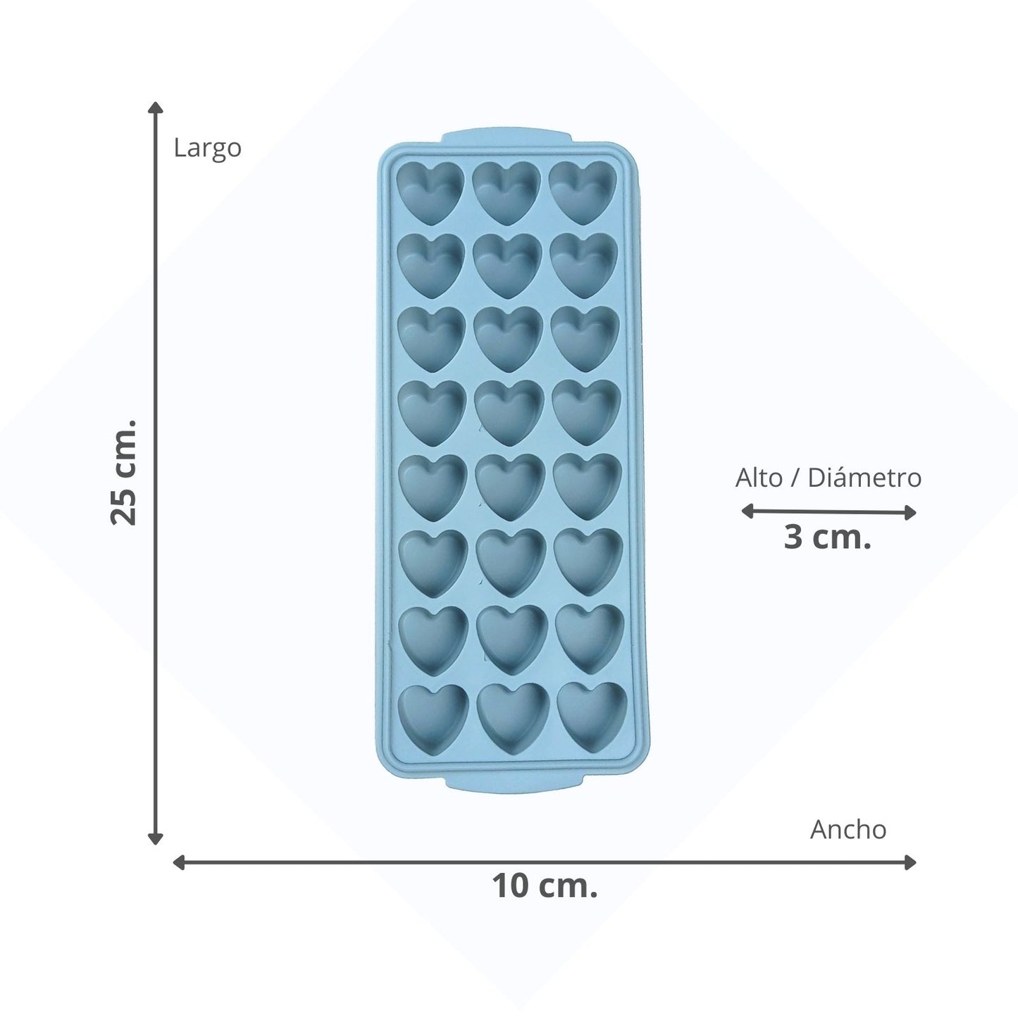 Cubeta De Silicona Para Hielos Corazón Azul