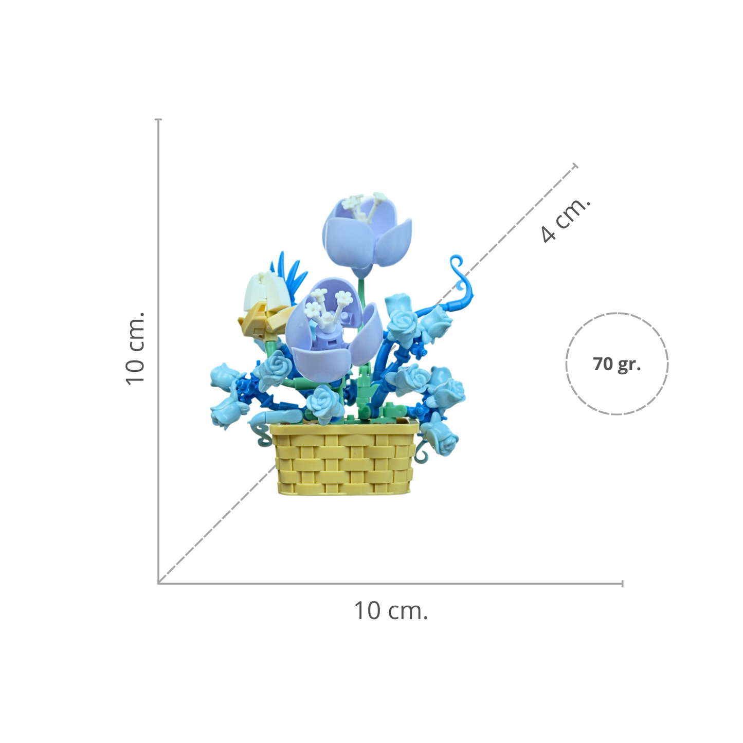 Juguete Bloques De Construcción Flores En Cesta Azul