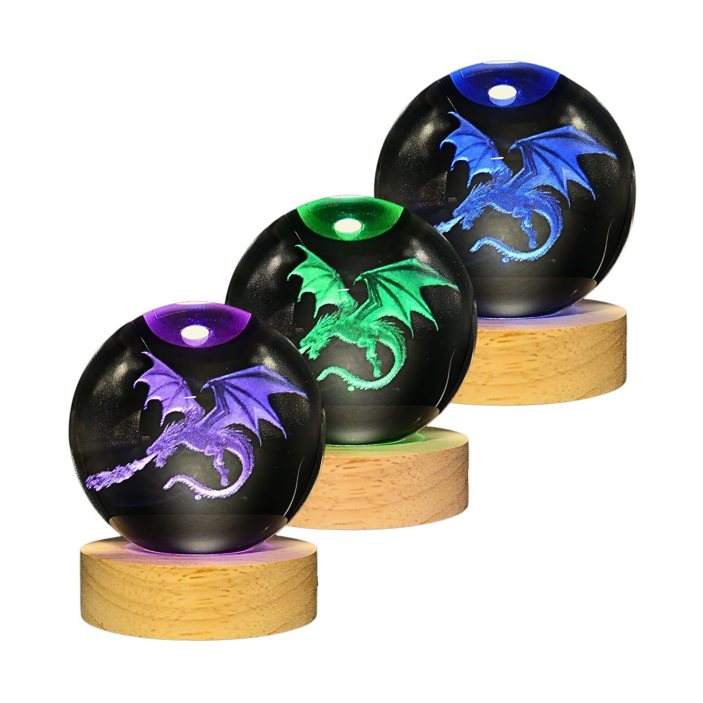 Lampara Bola De Cristal LED RGB Colores Dragón