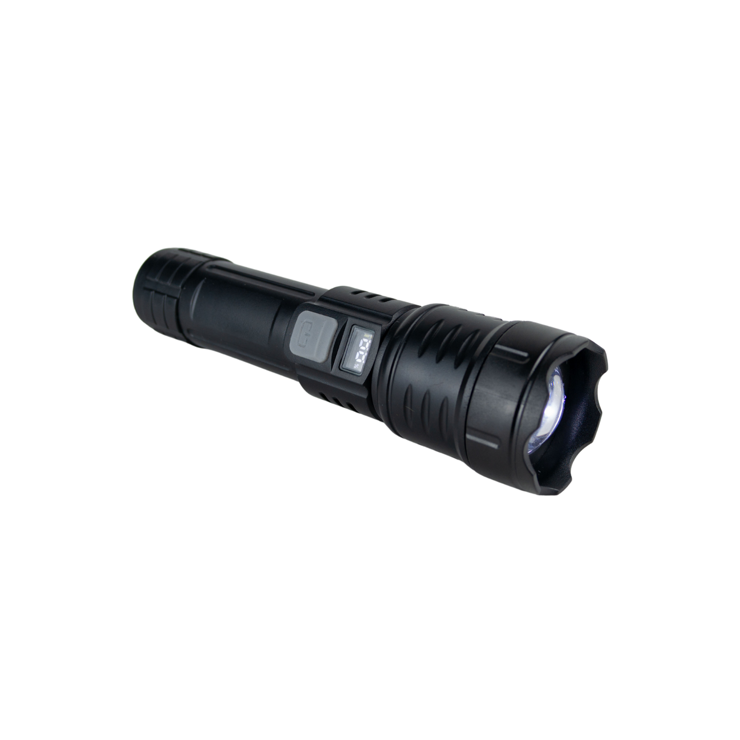 Linterna LED COB Recargable con Zoom y Pantalla Indicadora
