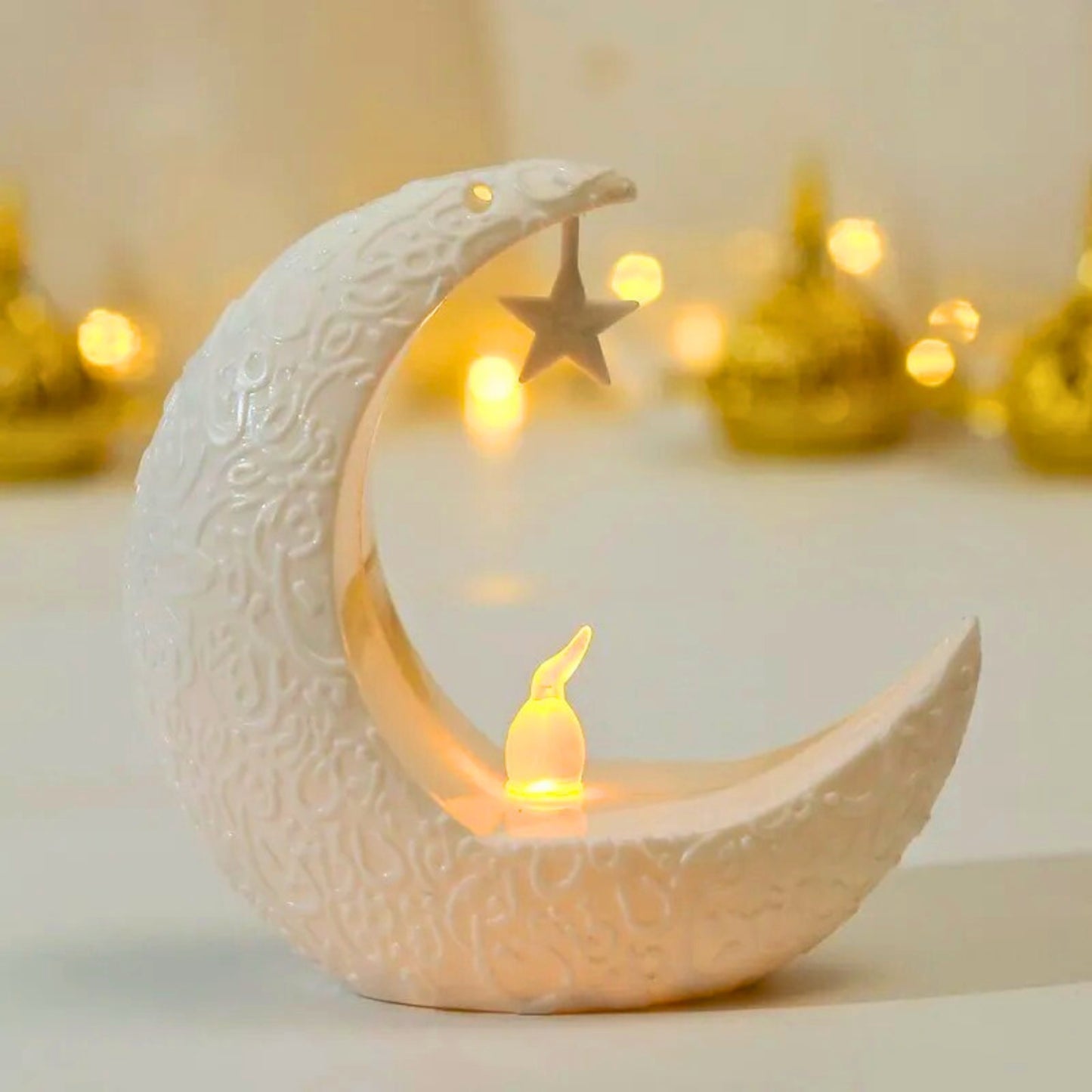 Lampara Led Candelabro de Luna Arabe Blanca