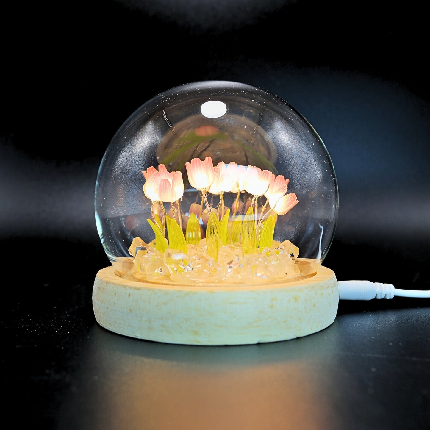 Lámpara LED Decorativa Tulipán en Cúpula de Vidrio