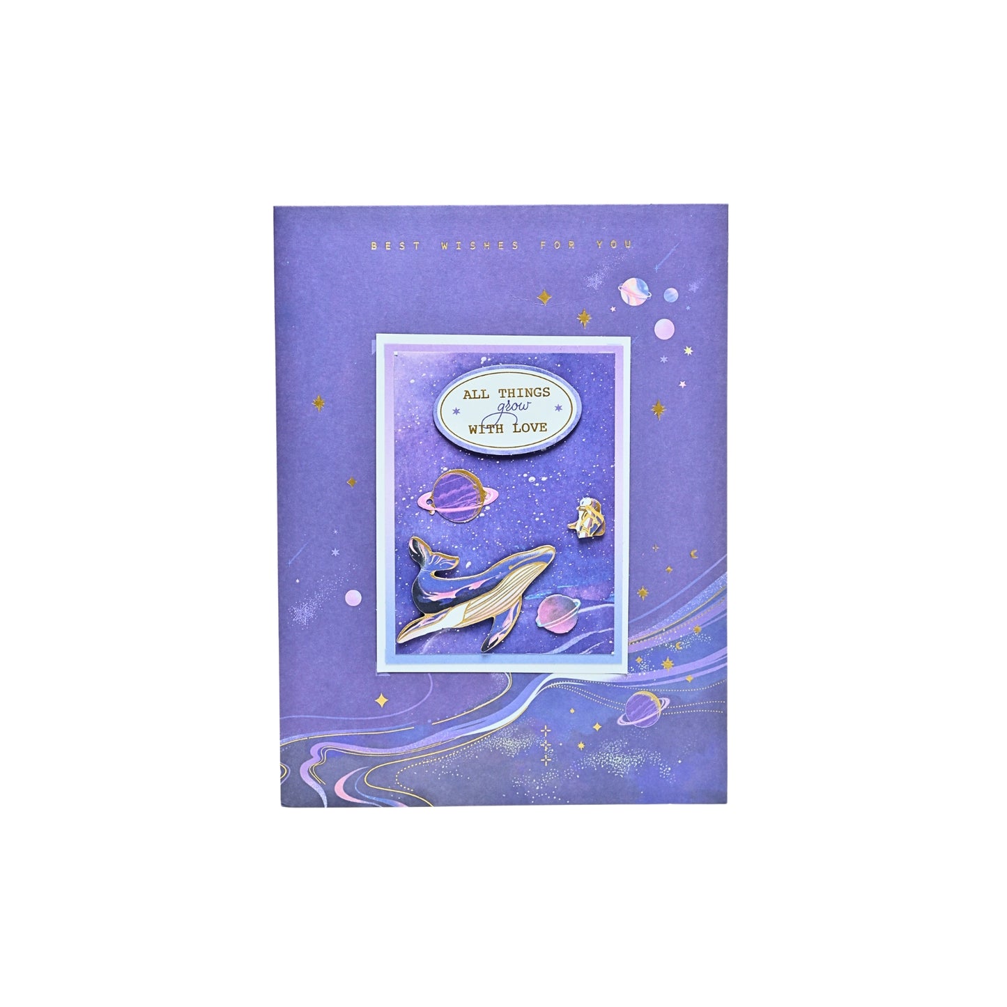Tarjeta Felicitaciones Plegable Astronauta Galaxia con Efecto 3D
