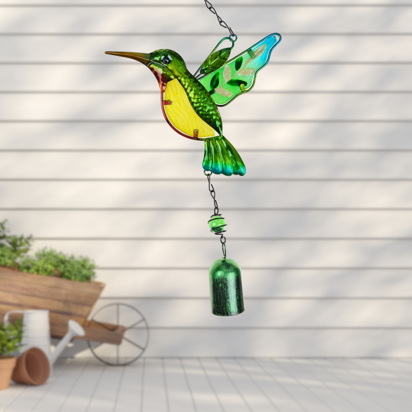 Colgante Campana De Viento Colibrí Vintage Verde