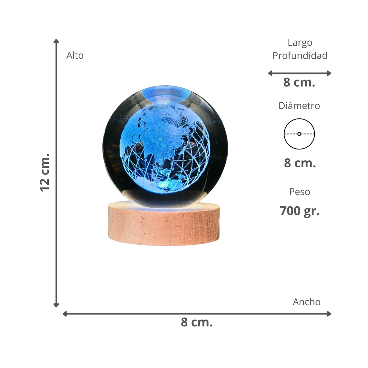 Lampara Bola De Cristal LED RGB Colores Mundo