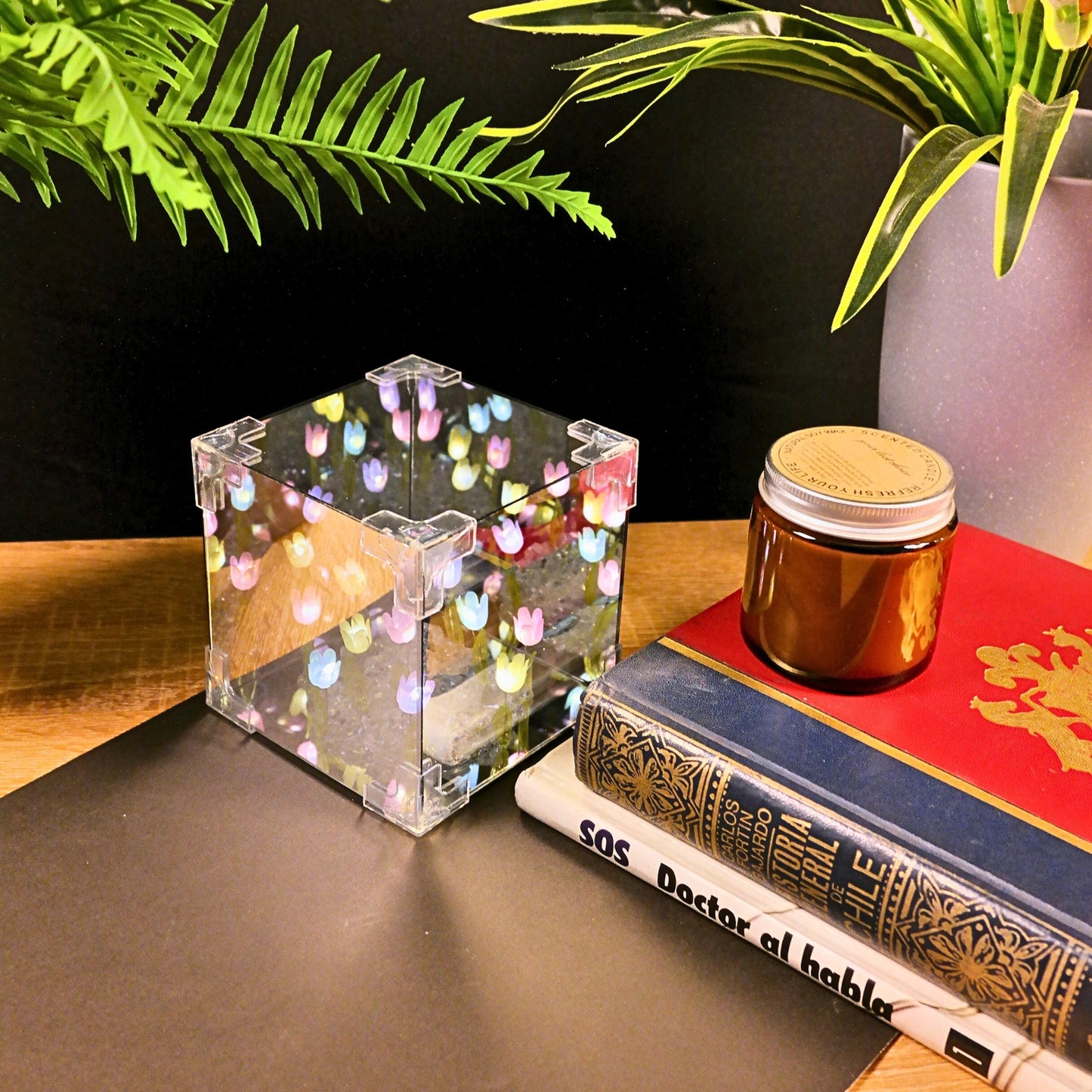 Lámpara Cubo Led Decorativa Tulipán