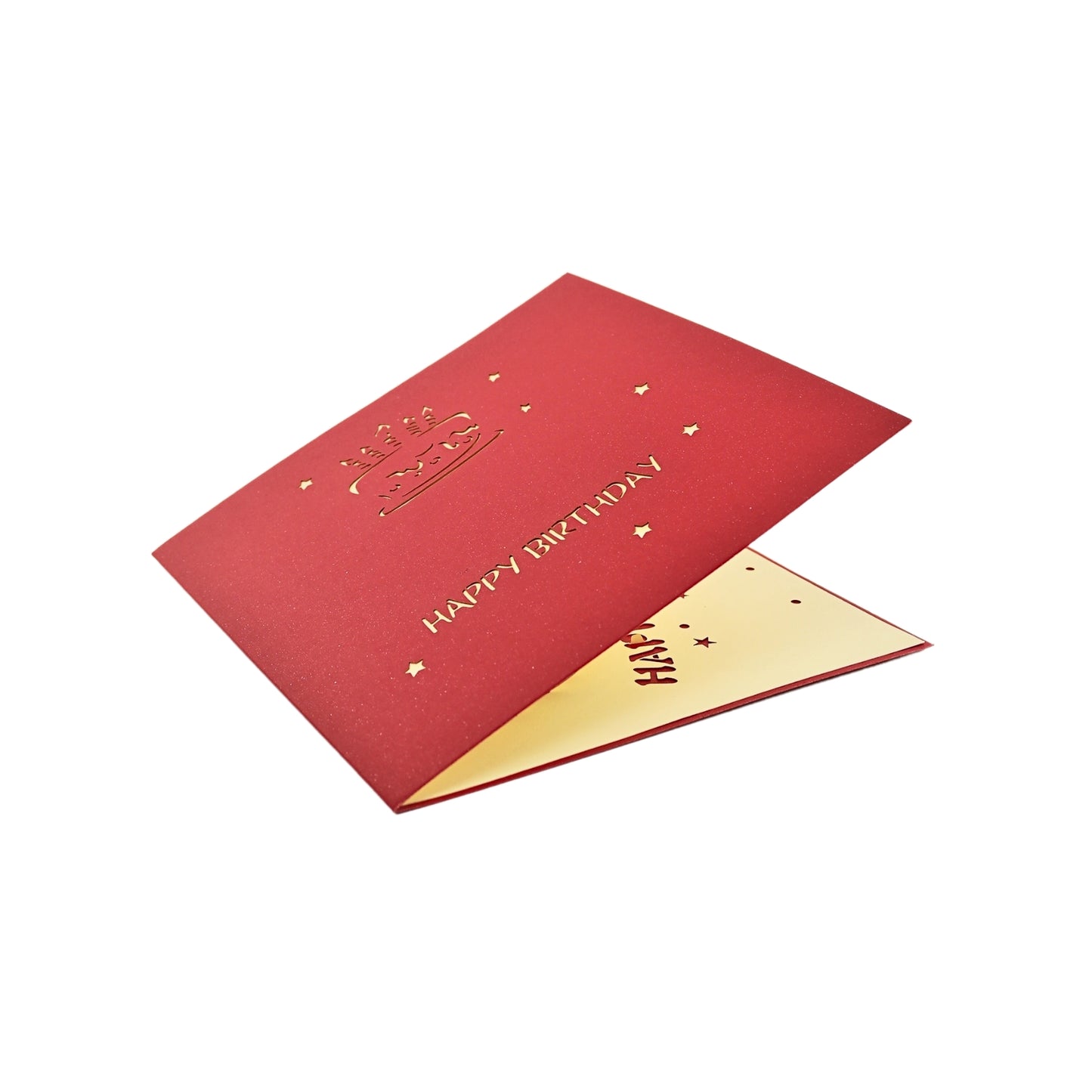 Tarjeta Plegable Pastel de Cumpleaños Luz y Música Rojo