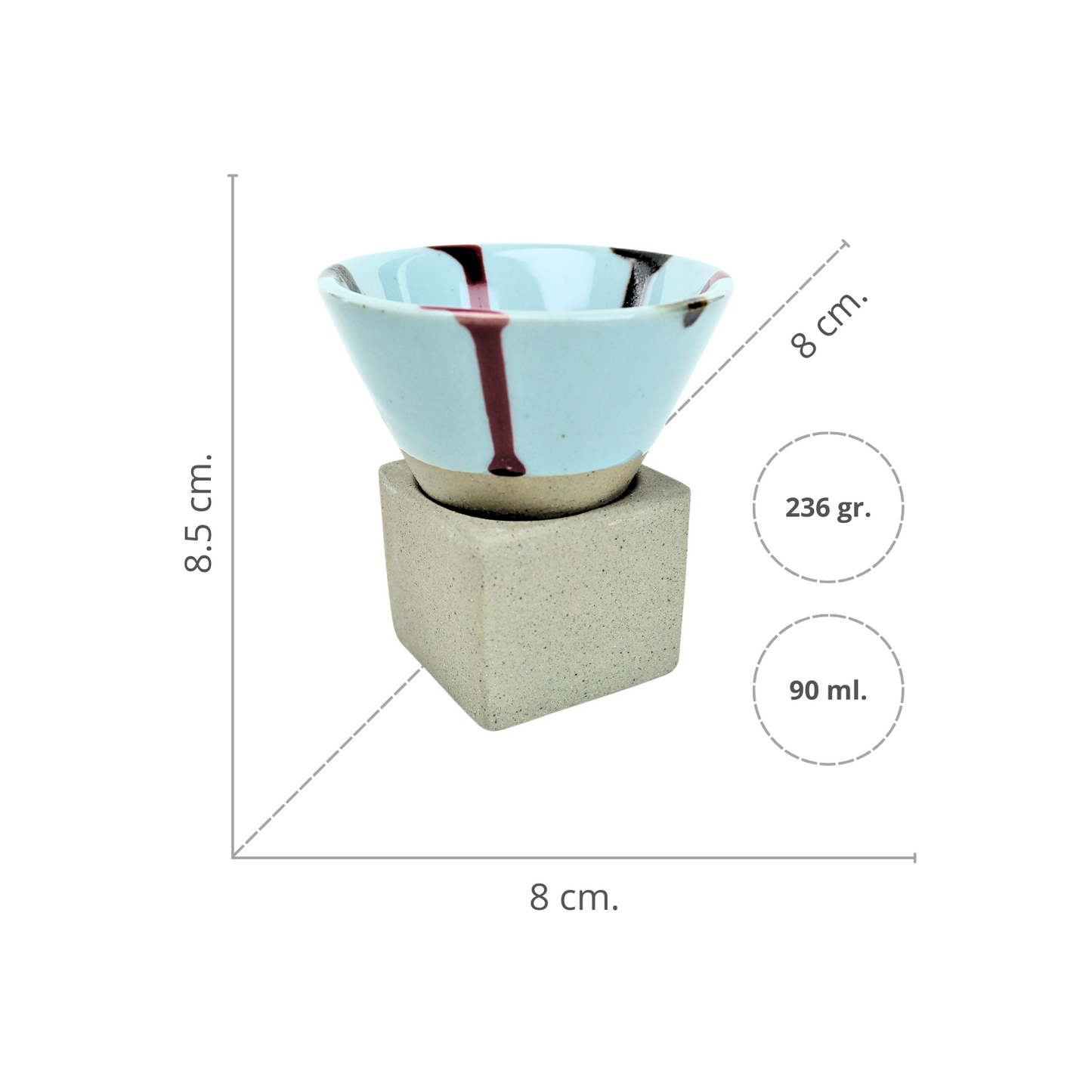 Tazas de Café Corto Japonesas de Cerámica 90 ml Celeste
