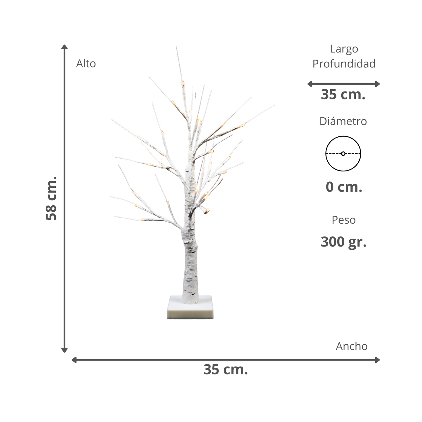 Arbol LED Blanco Sin Hojas Blanco