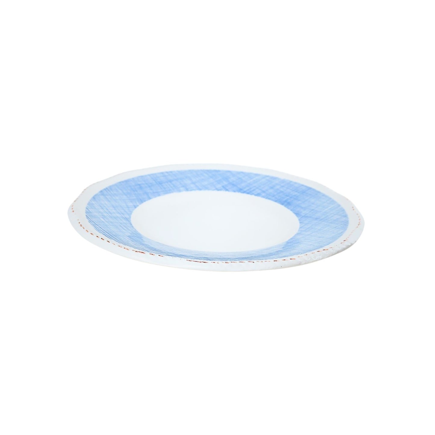 Plato Bajo de Cerámica Esmaltada Diseño Tartán Azul