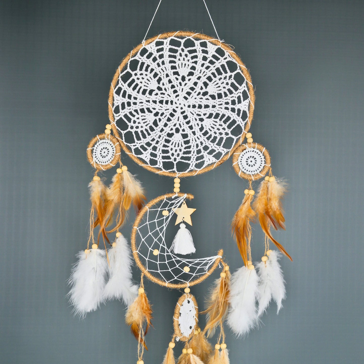 Atrapasueños Decoración Colgante Con Plumas 5 Unidades Marrón