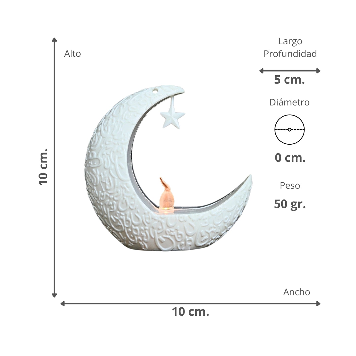 Lampara Led Candelabro de Luna Arabe Blanca