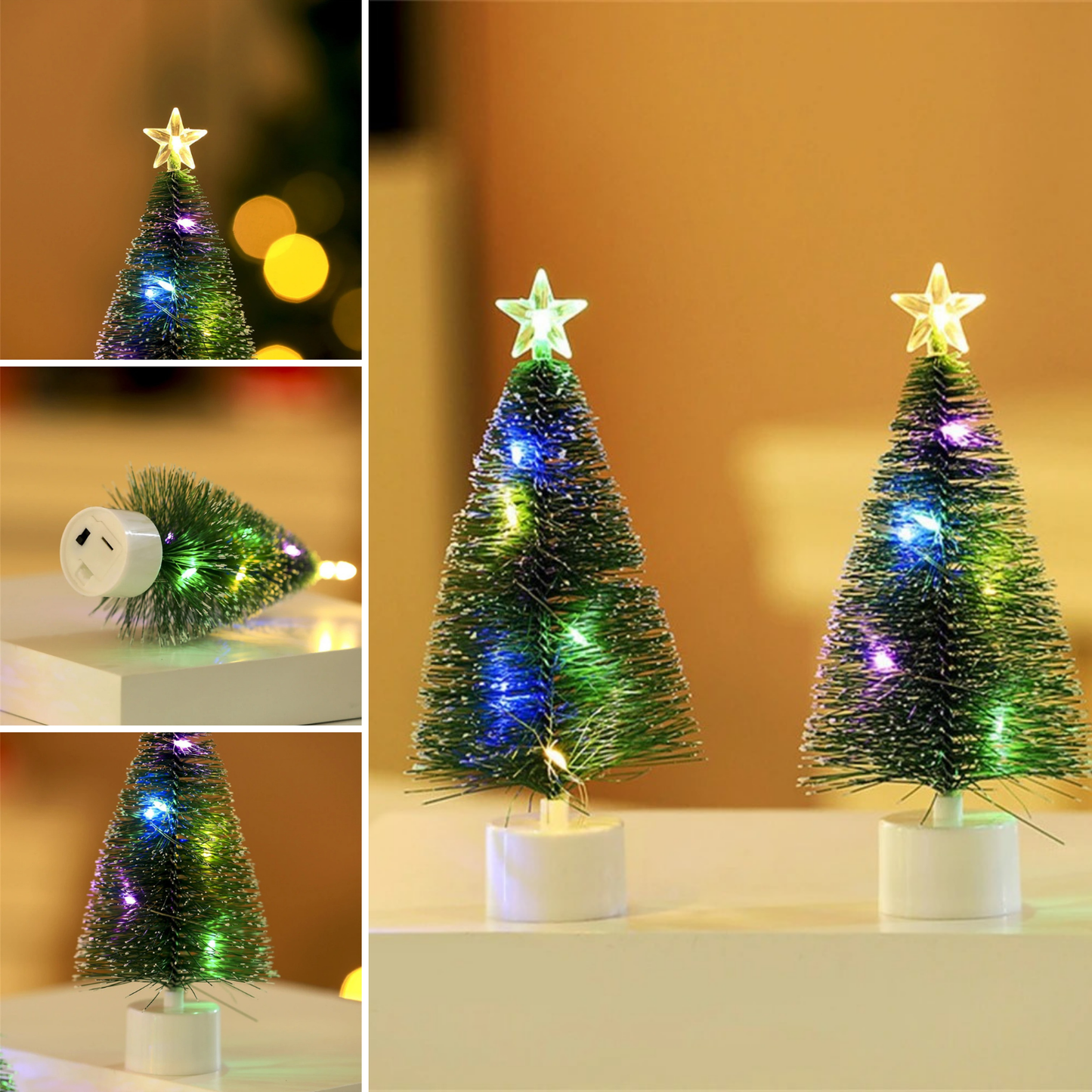 Mini Árbol de Navidad Artificial 17 cm con Luces LED