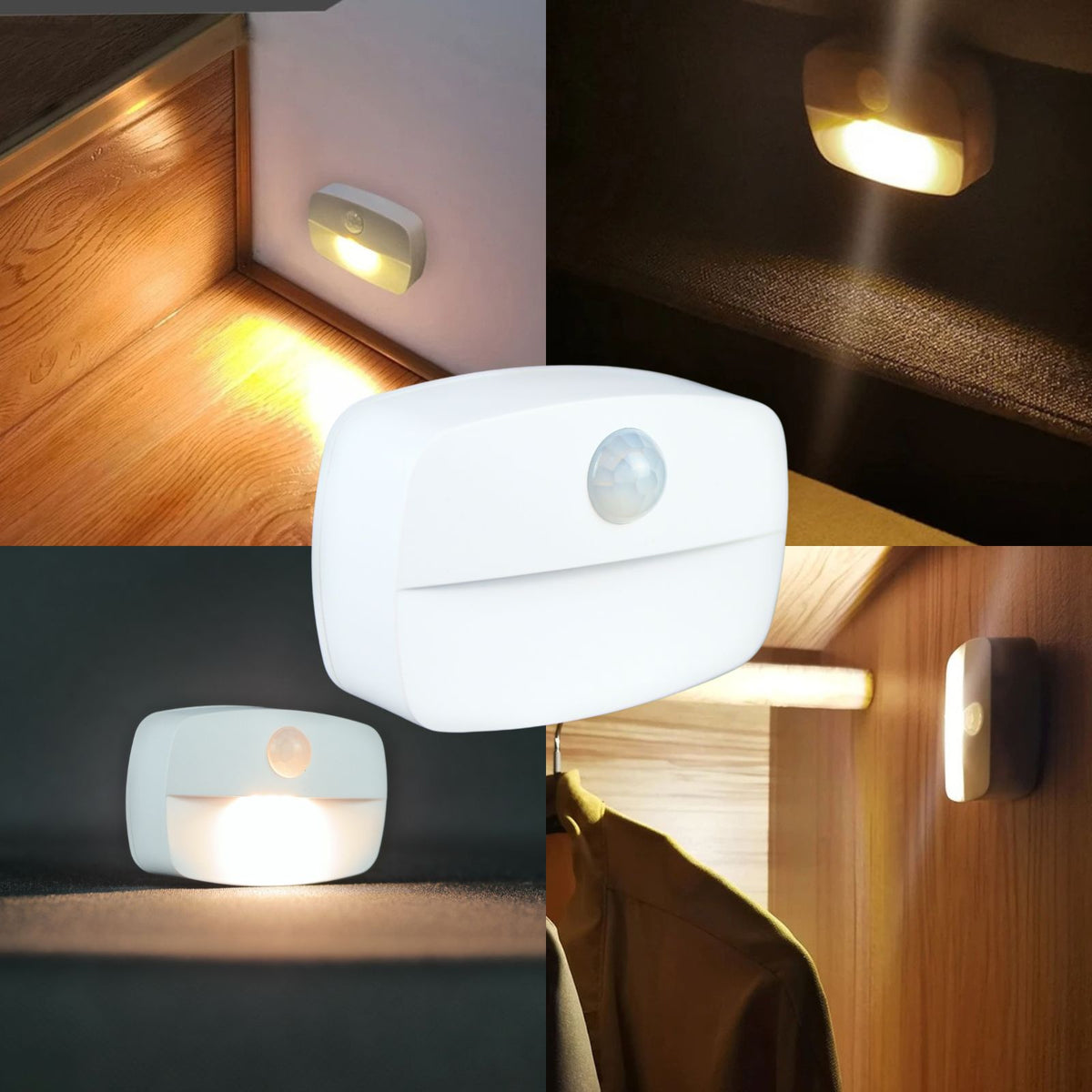 Pack 12 Luz Led Con Sensor De Movimiento Ovalado