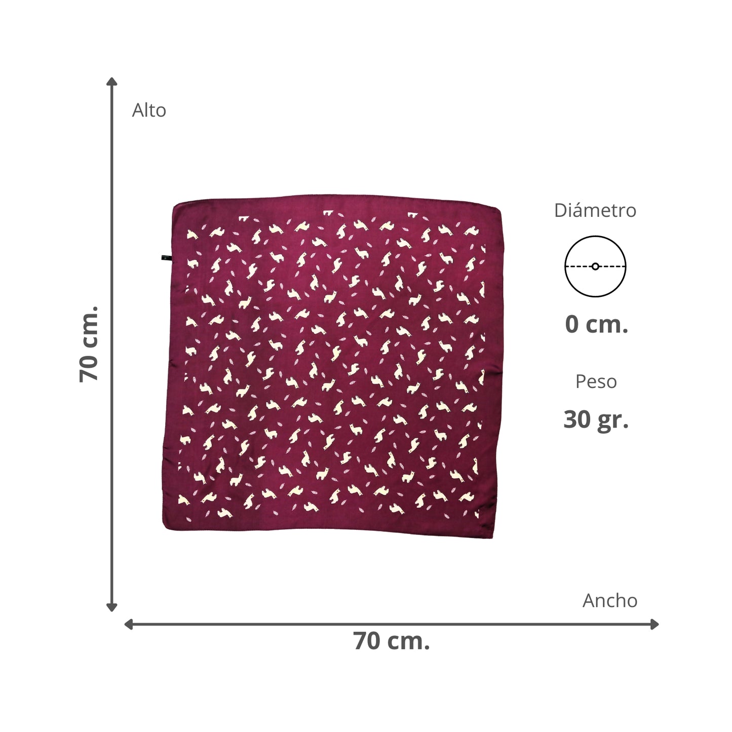 Pañuelo Liso Tipo Seda Unisex Diseño De Alpaca Rojo