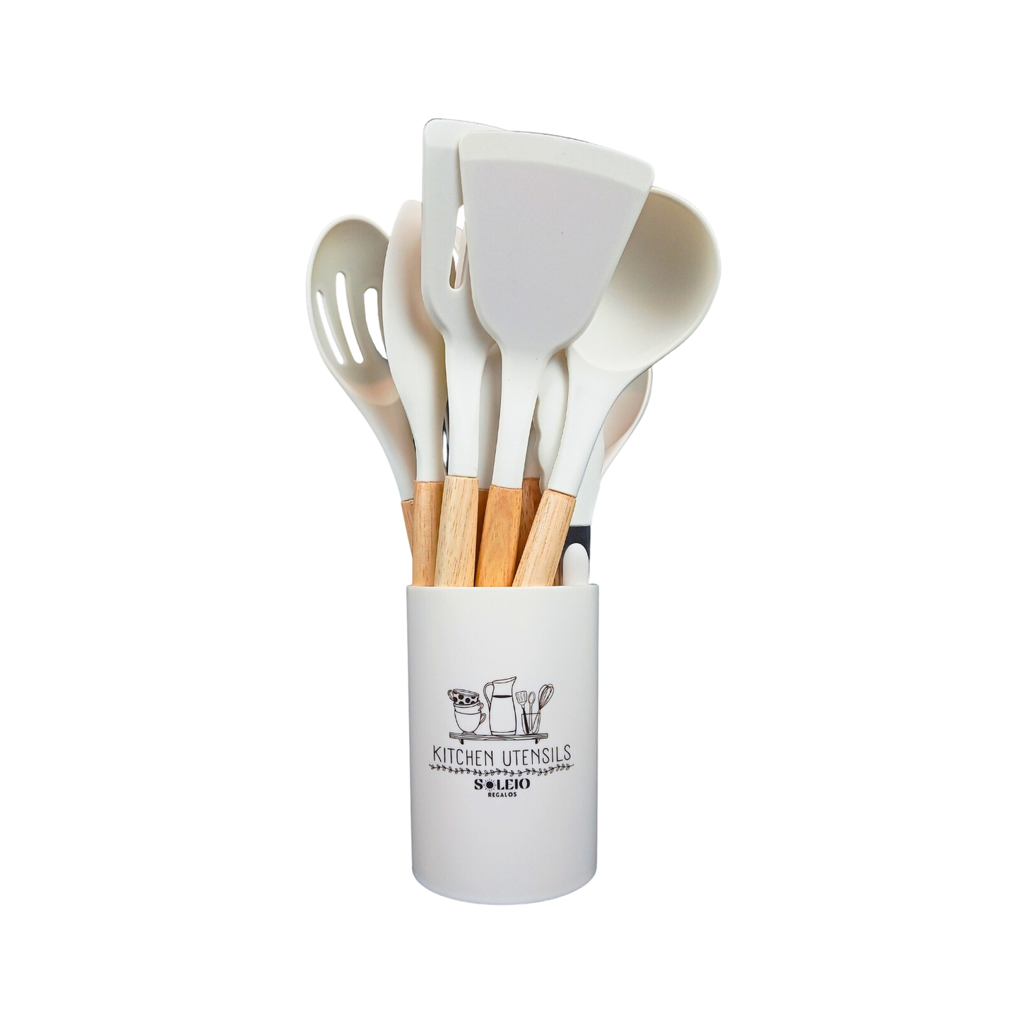 Set 12 Utensilios De Cocina Silicona Blanco
