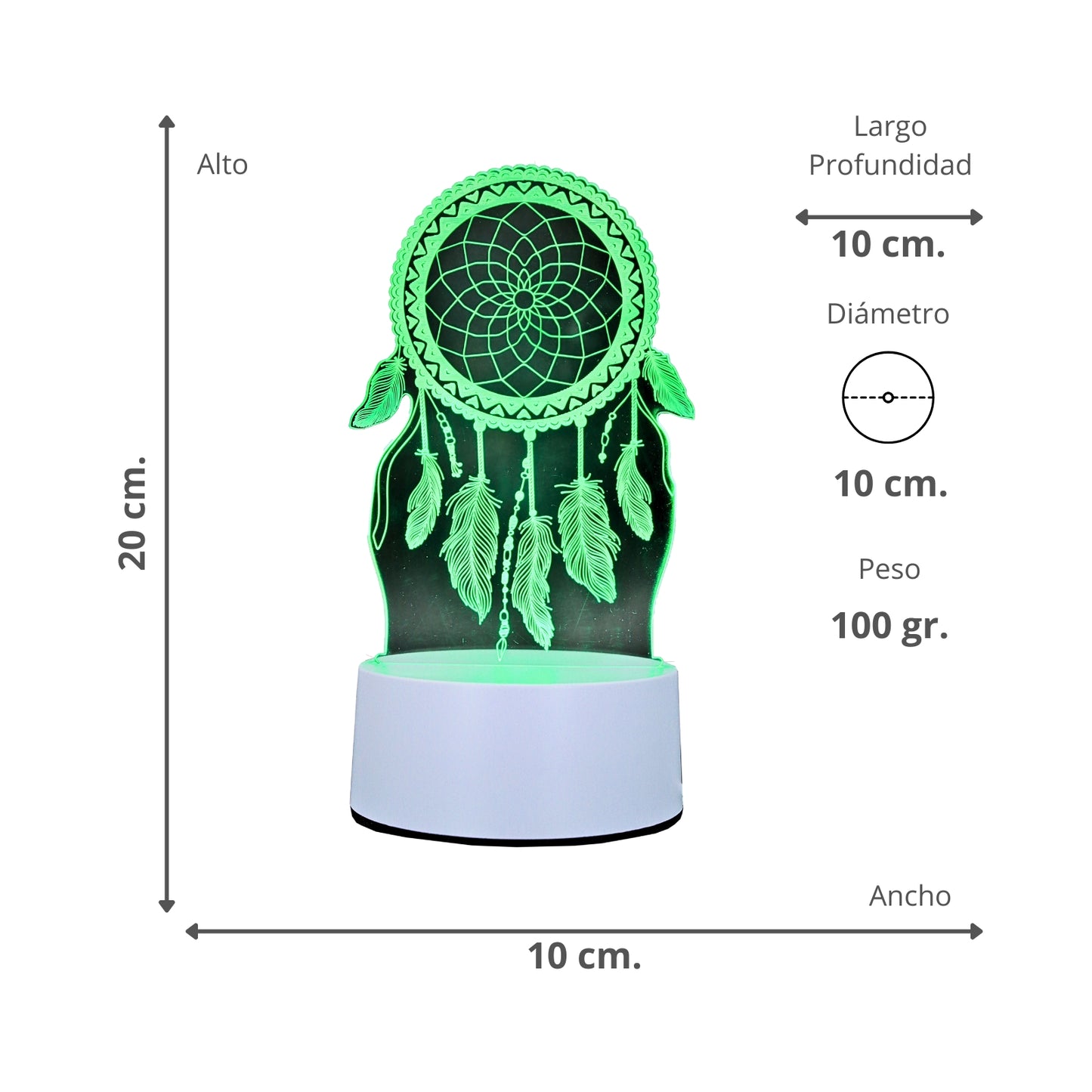 Lámpara Led RGB visualización 3D Neto